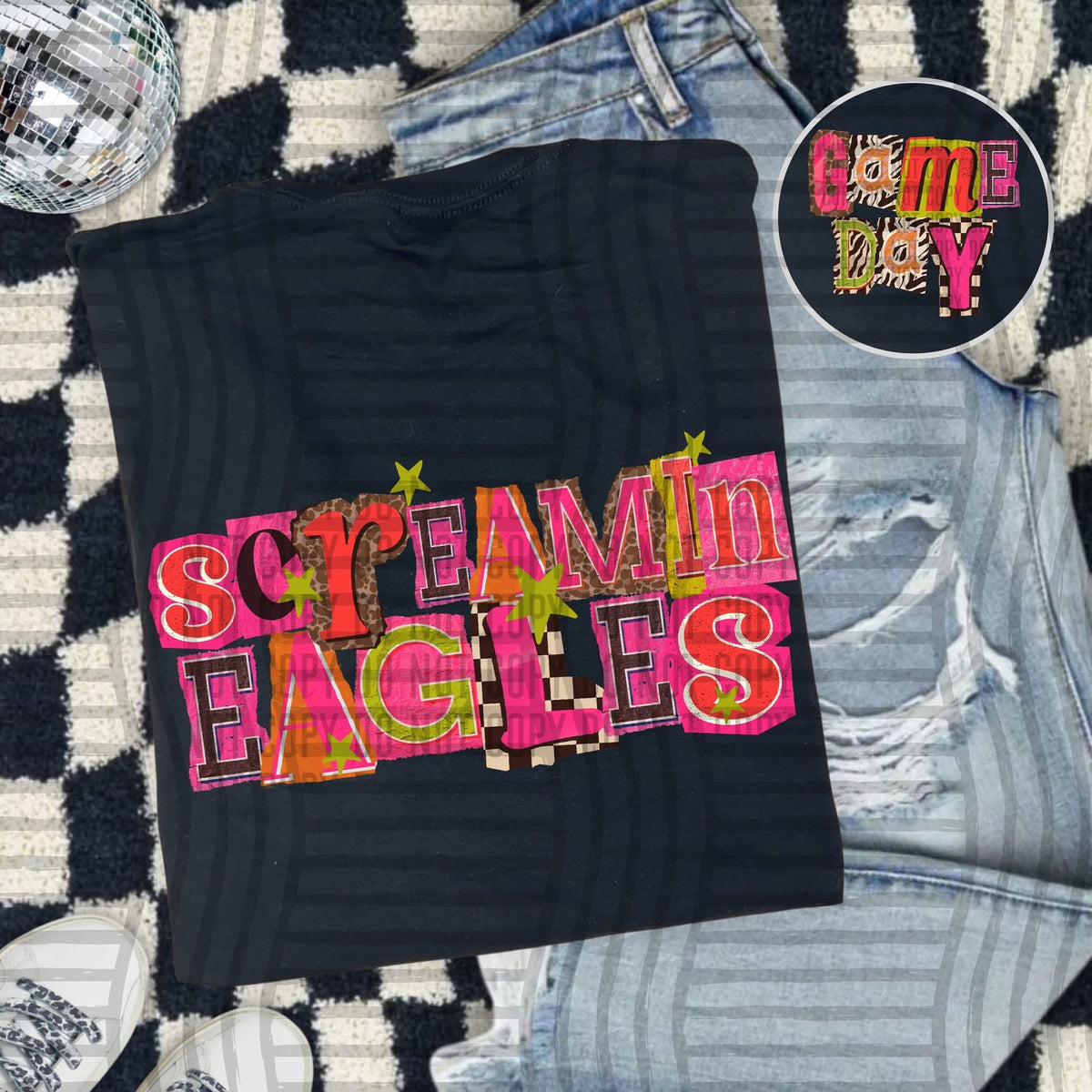 Screaming' Eagles Pink Leopard Color Block (caplinger) DTF Transfer