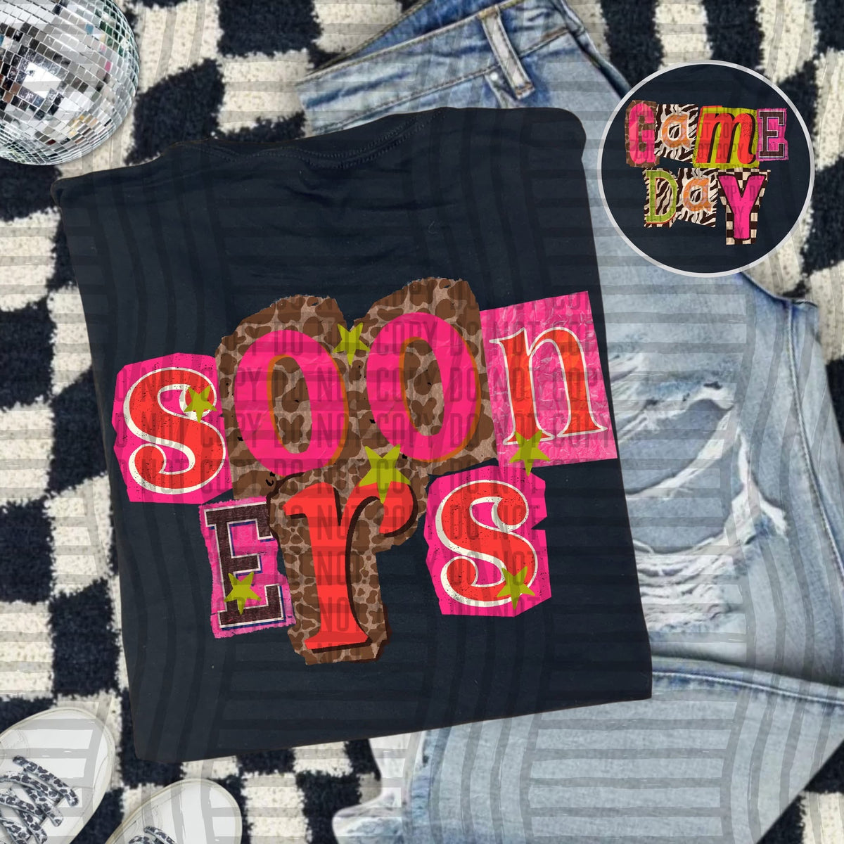 Sooners Pink Leopard Color Block (caplinger) DTF Transfer