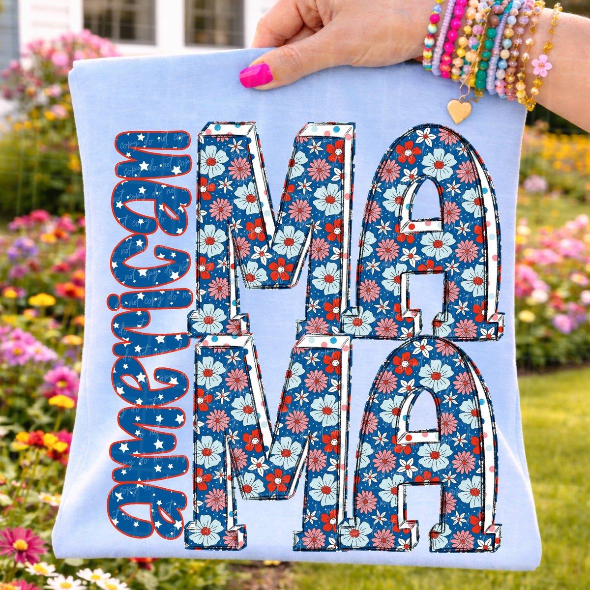 American mama floral with stars (Virgo) DTF Transfer