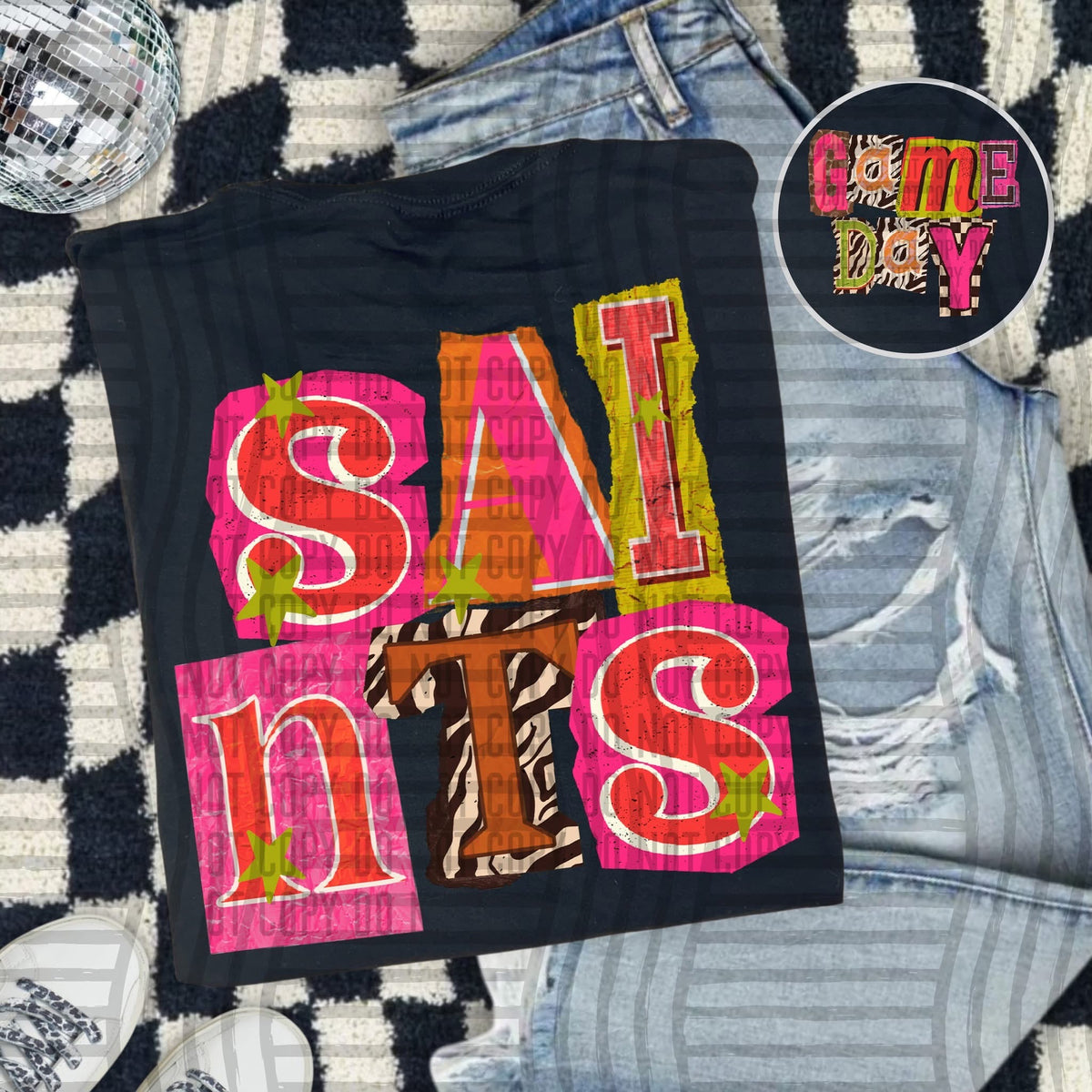 Saints Pink Leopard Color Block (caplinger) DTF Transfer