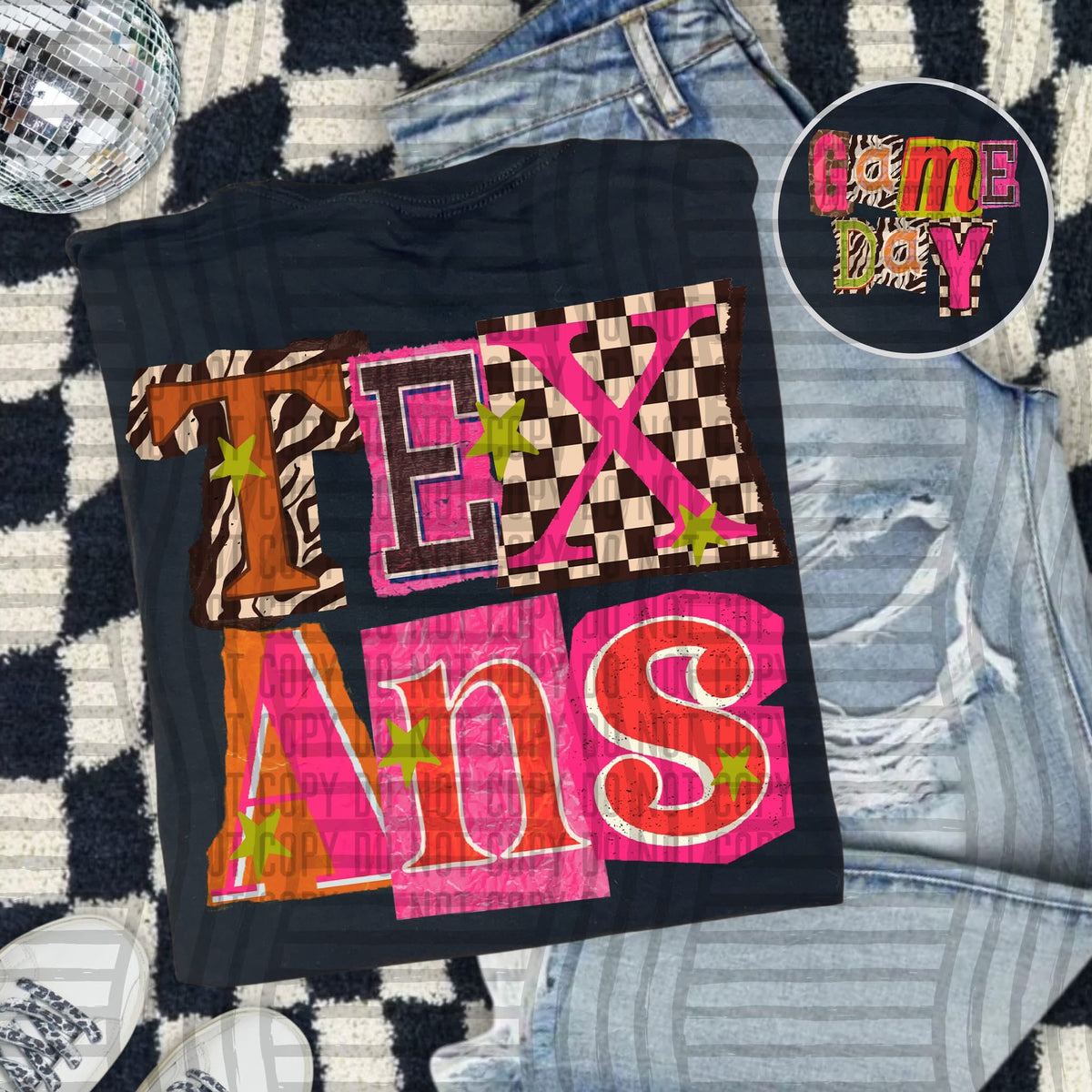 Texans Pink Leopard Color Block (caplinger) DTF Transfer