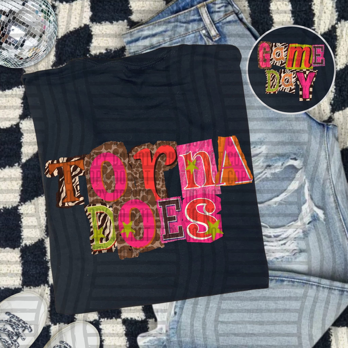 Tornadoes Pink Leopard Color Block (caplinger) DTF Transfer