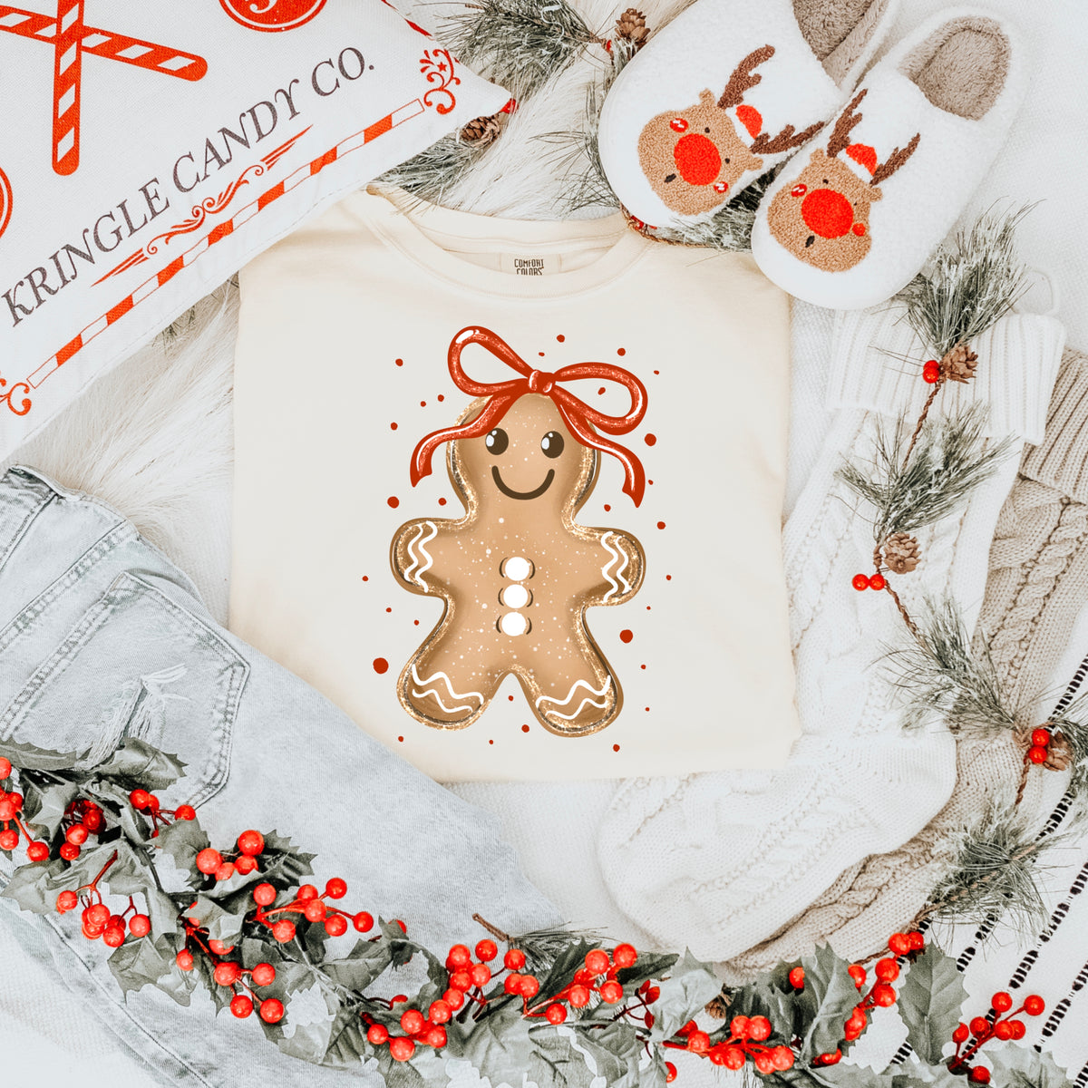 Gingerbread man with bow (CSC) DTF Transfer