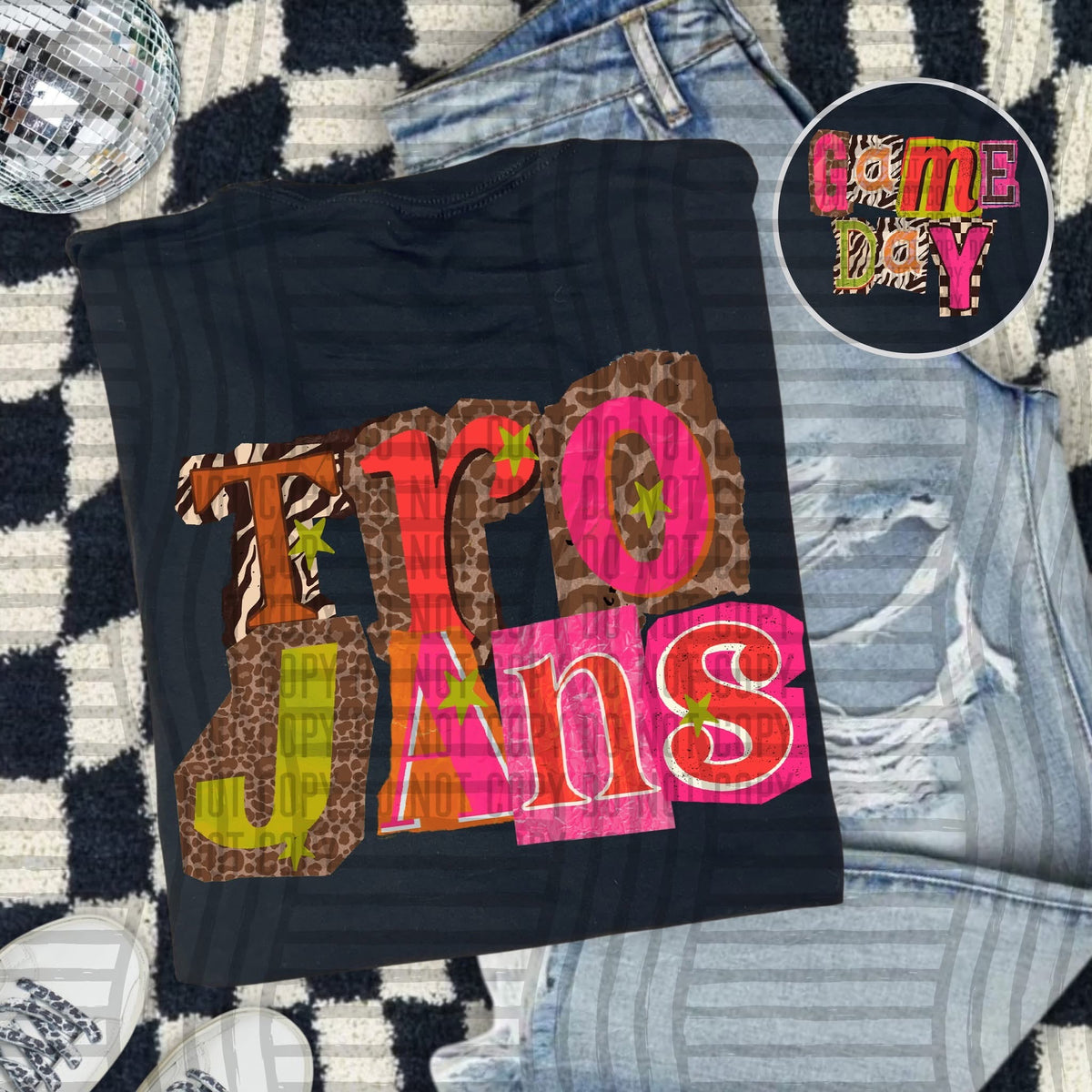 Trojans Pink Leopard Color Block (caplinger) DTF Transfer