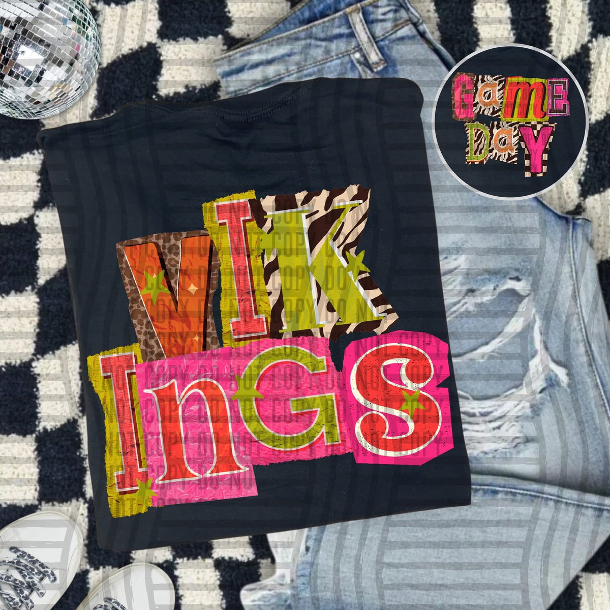 Vikings Pink Leopard Color Block (caplinger) DTF Transfer