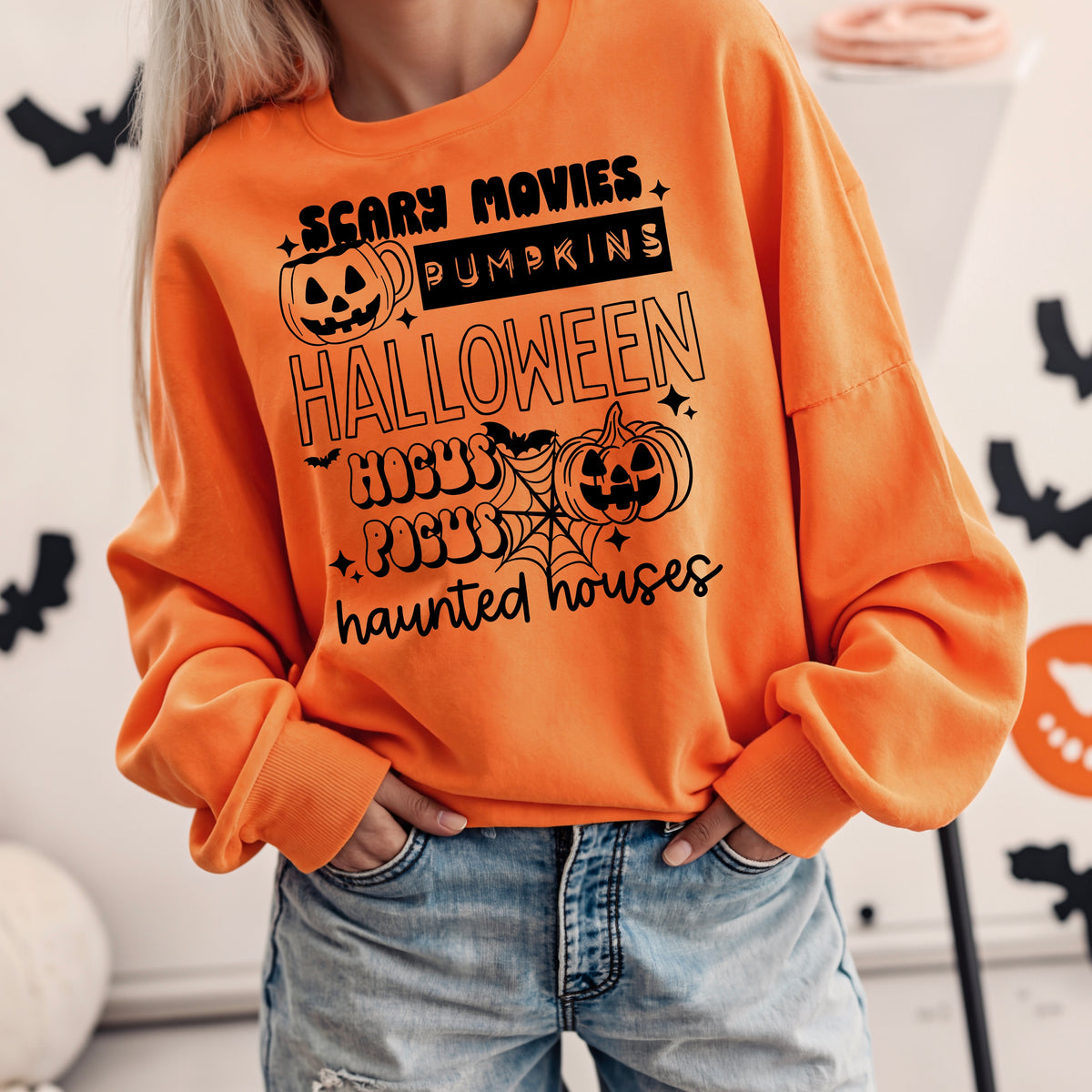 Scary movies pumpkins Halloween BLACK (CSC) DTF Transfer