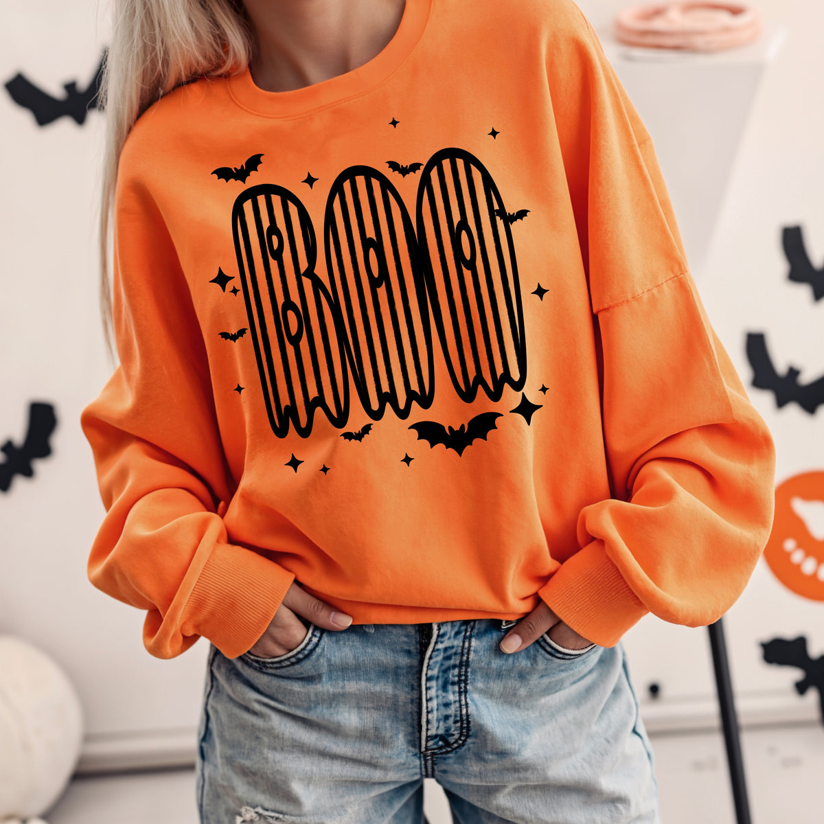 Boo stripes black (CSC) DTF Transfer