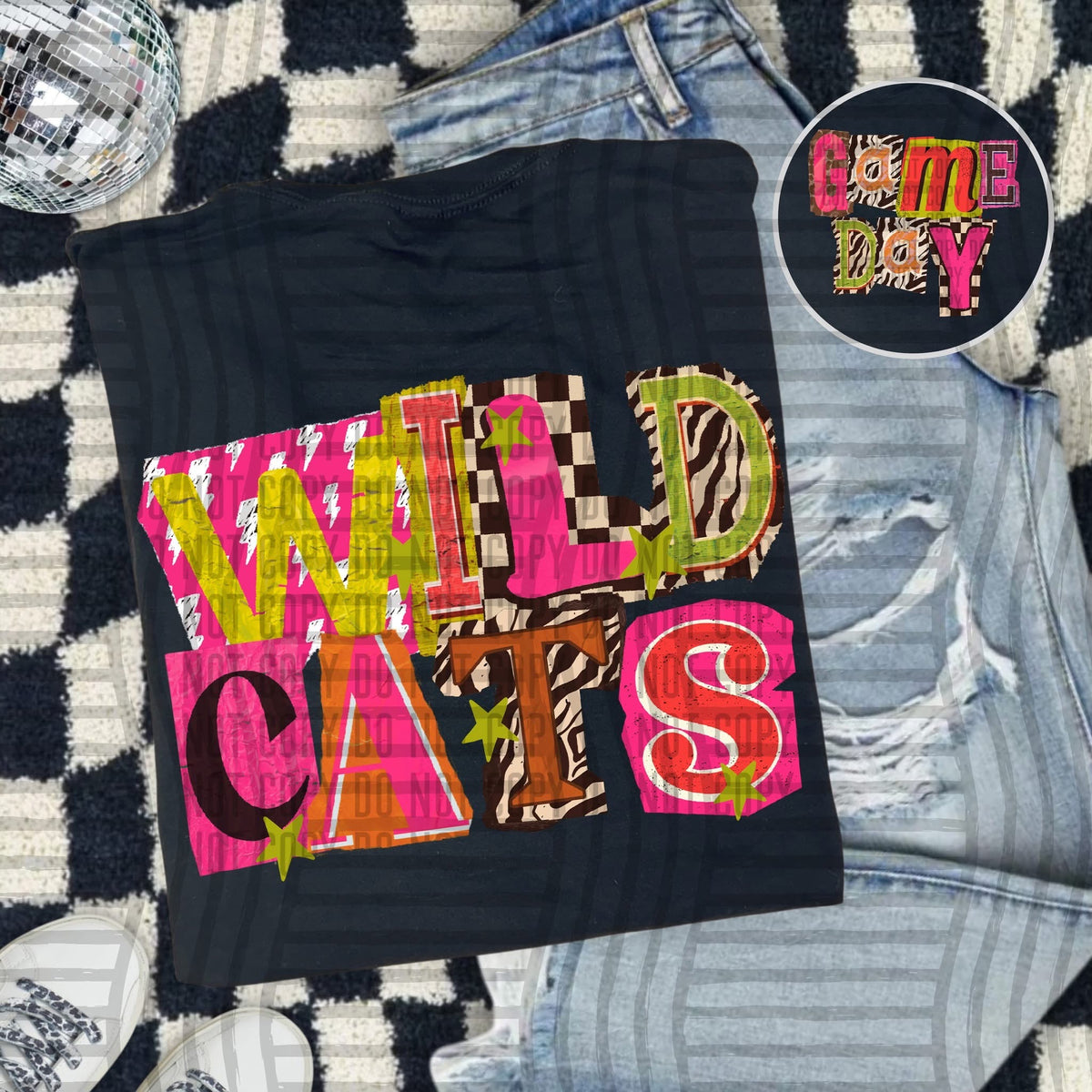 Wildcats Pink Leopard Color Block (caplinger) DTF Transfer