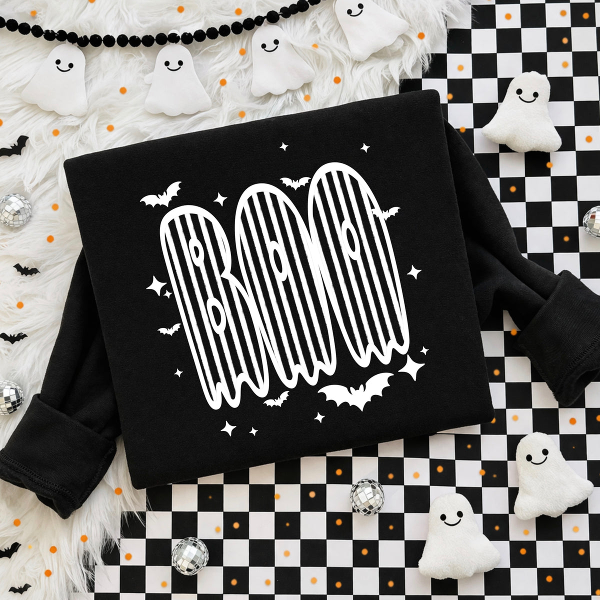 Boo stripes white (CSC) DTF Transfer
