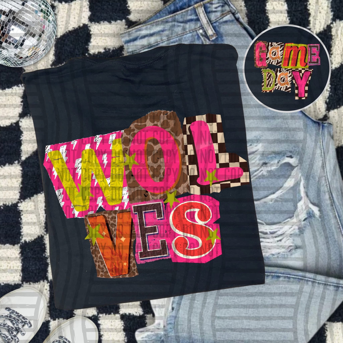 Wolves Pink Leopard Color Block (caplinger) DTF Transfer