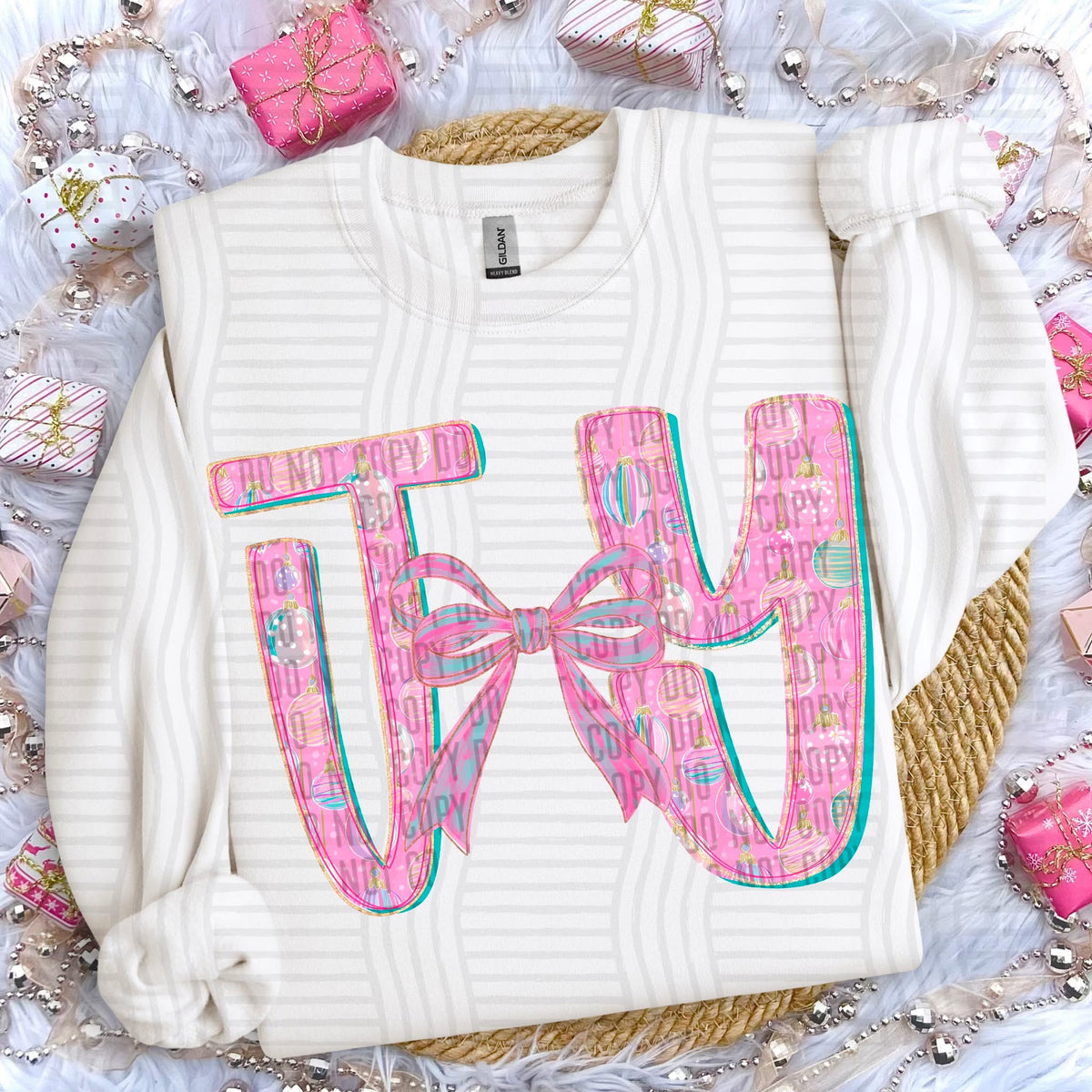 Joy Pink Ornament Bow (Caplinger) DTF Transfer