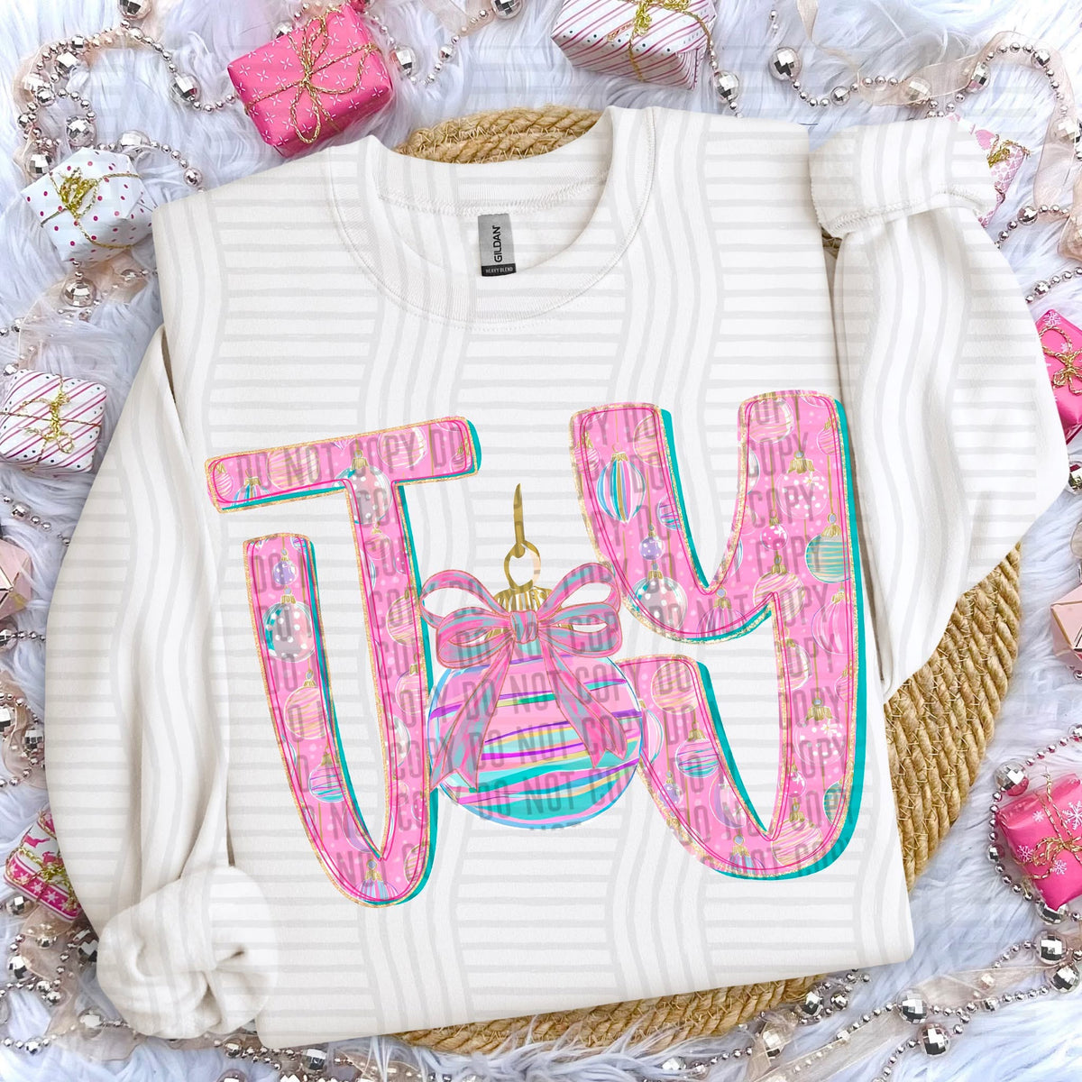 Joy Pink Ornament Bow Ornament (Caplinger) DTF Transfer