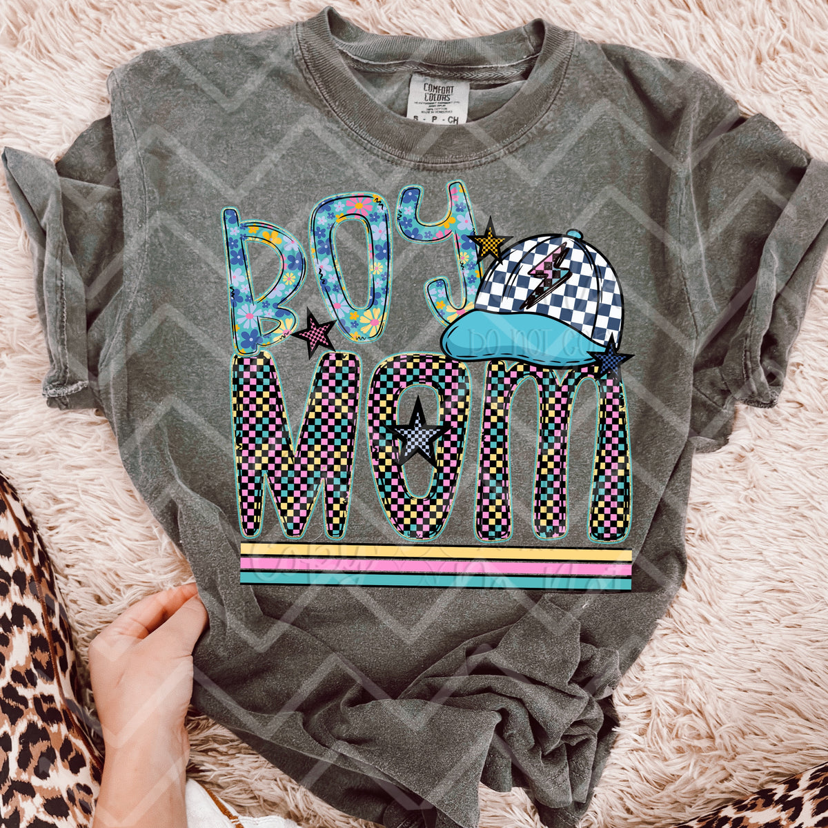 Boy Mom Floral and Checkered (Virgo) 101012 DTF transfer