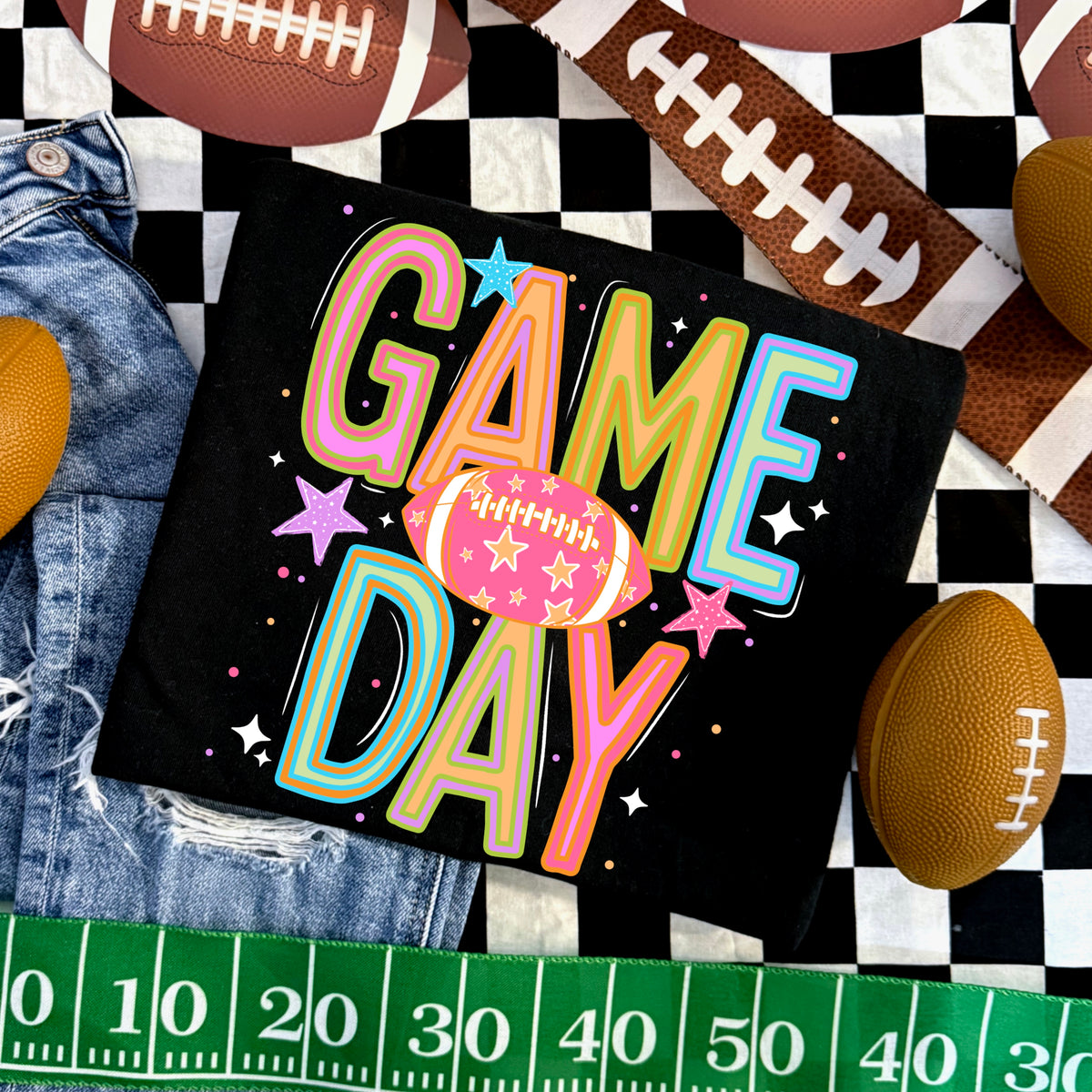 Game day colorful font pink football (CSC) DTF Transfer
