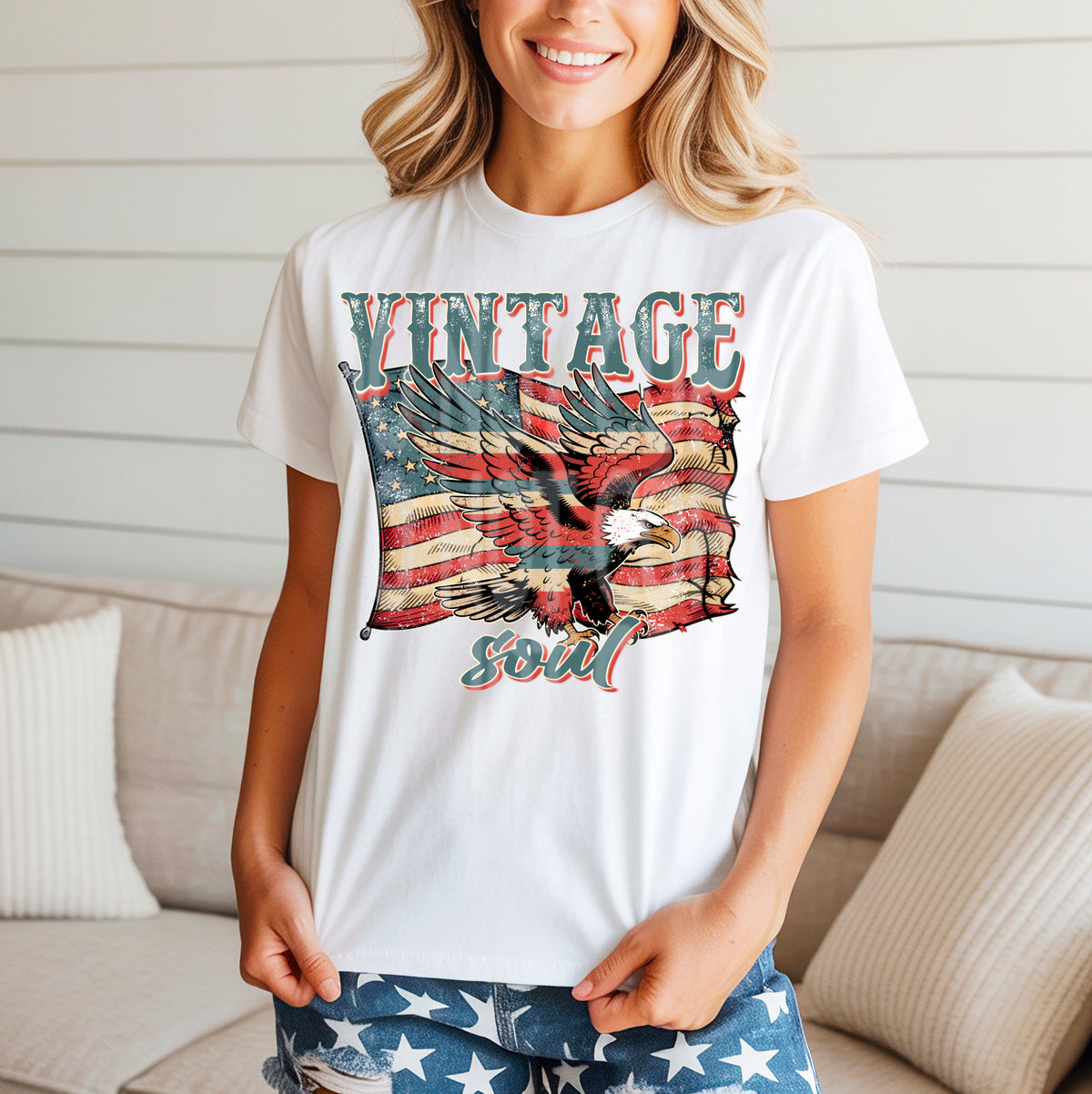 Vintage soul American Flag DISTRESSED (DD) 102229 DTF transfer