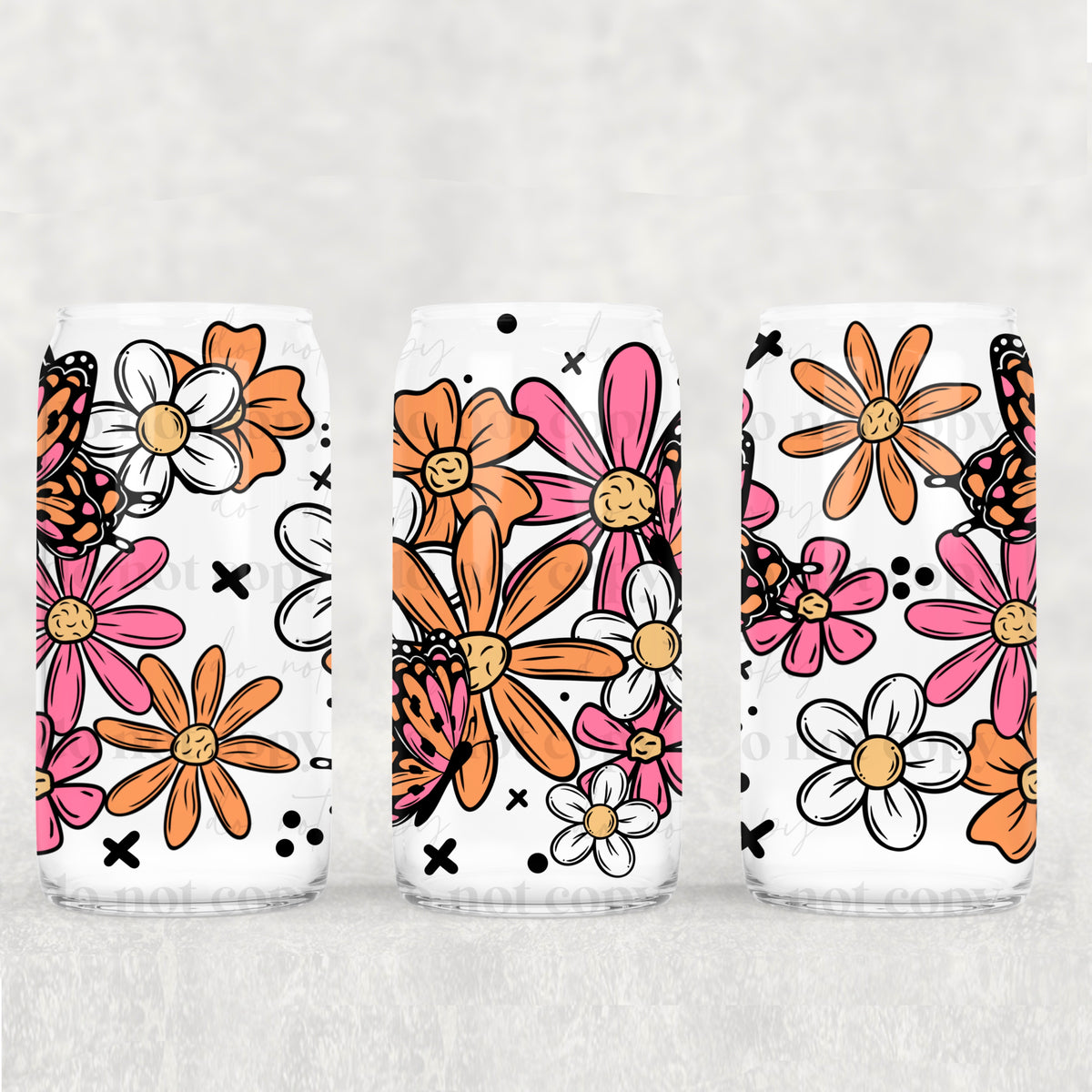 3179 orange pink white flowers (CSC) UV DTF WRAP