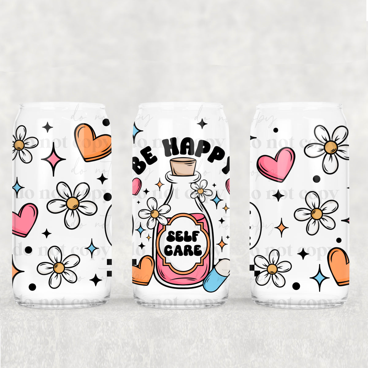 be happy self care bottle 3536 (CSC) UV DTF WRAP