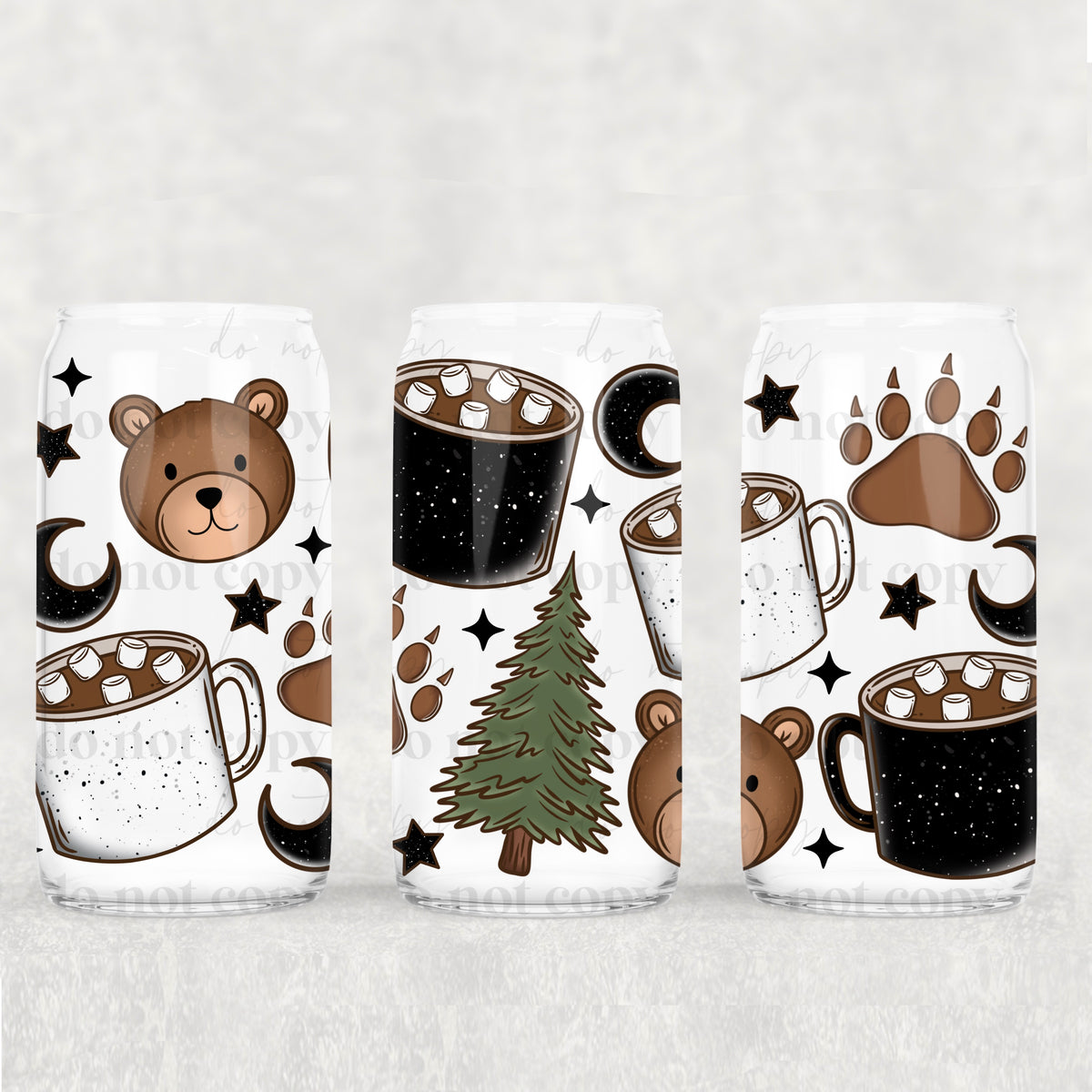 3571 bear heads and mugs (CSC) UV DTF WRAP
