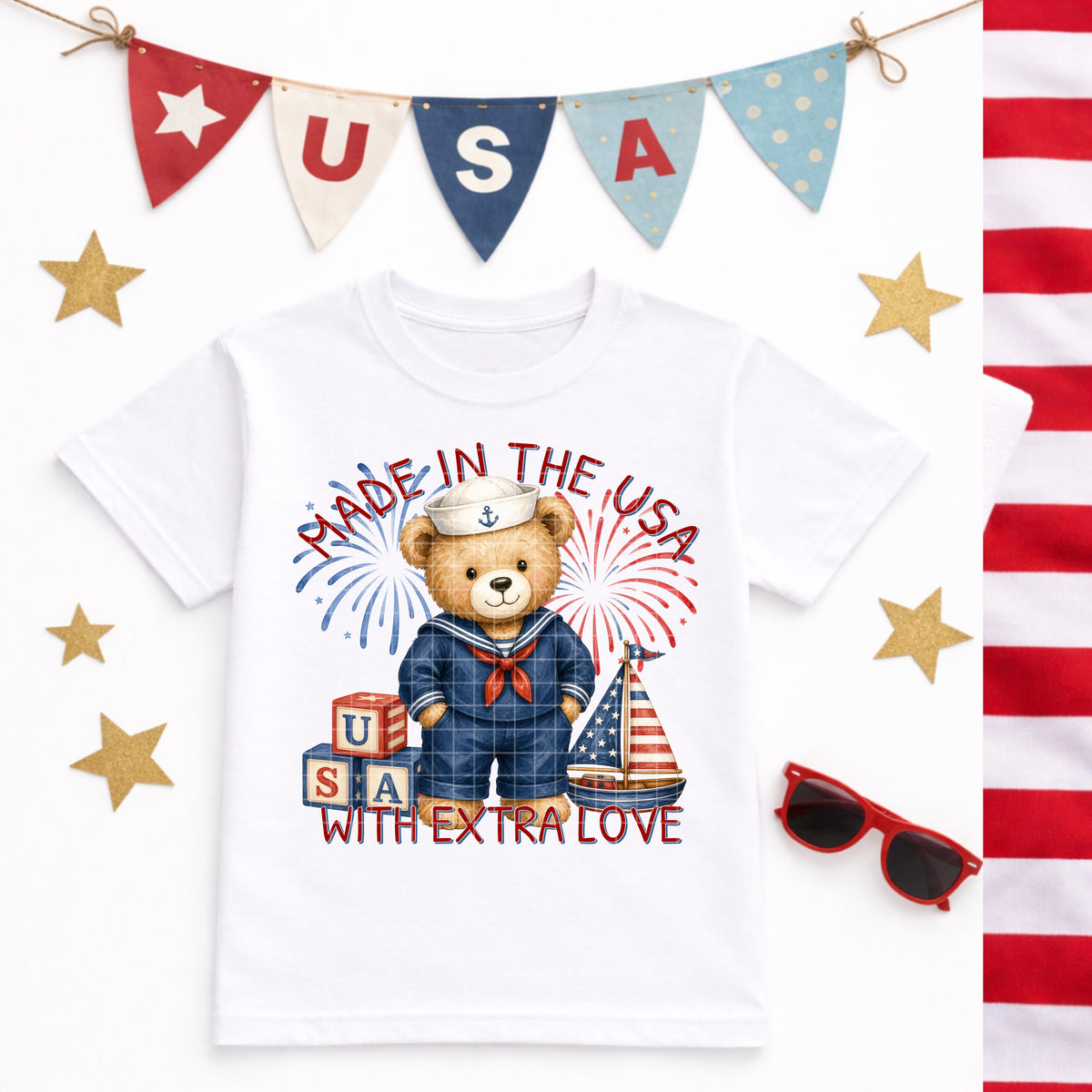 Made in the USA boy bear (DD) DTF Transfer