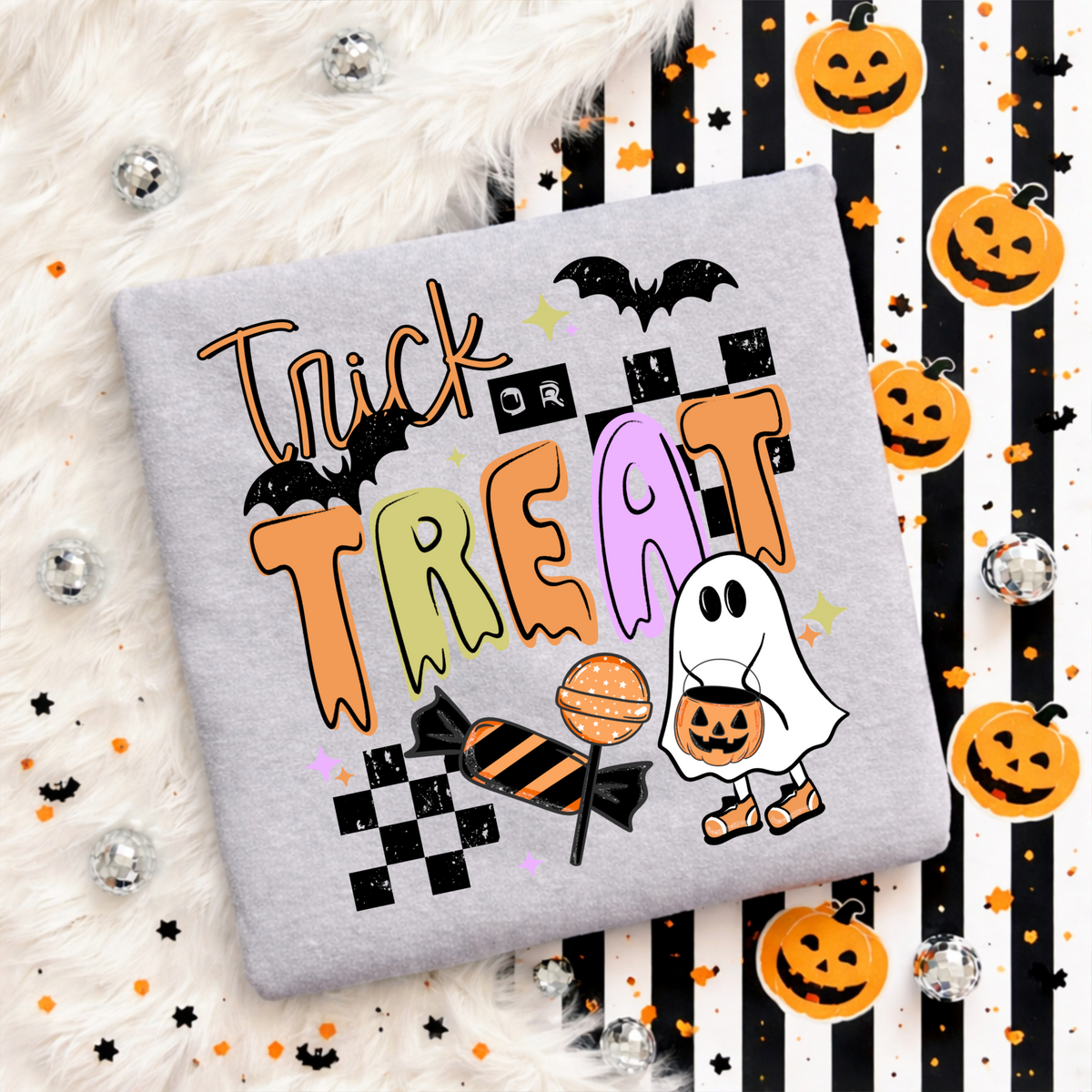Trick or treat ghost and candy (CSC) DTF Transfer