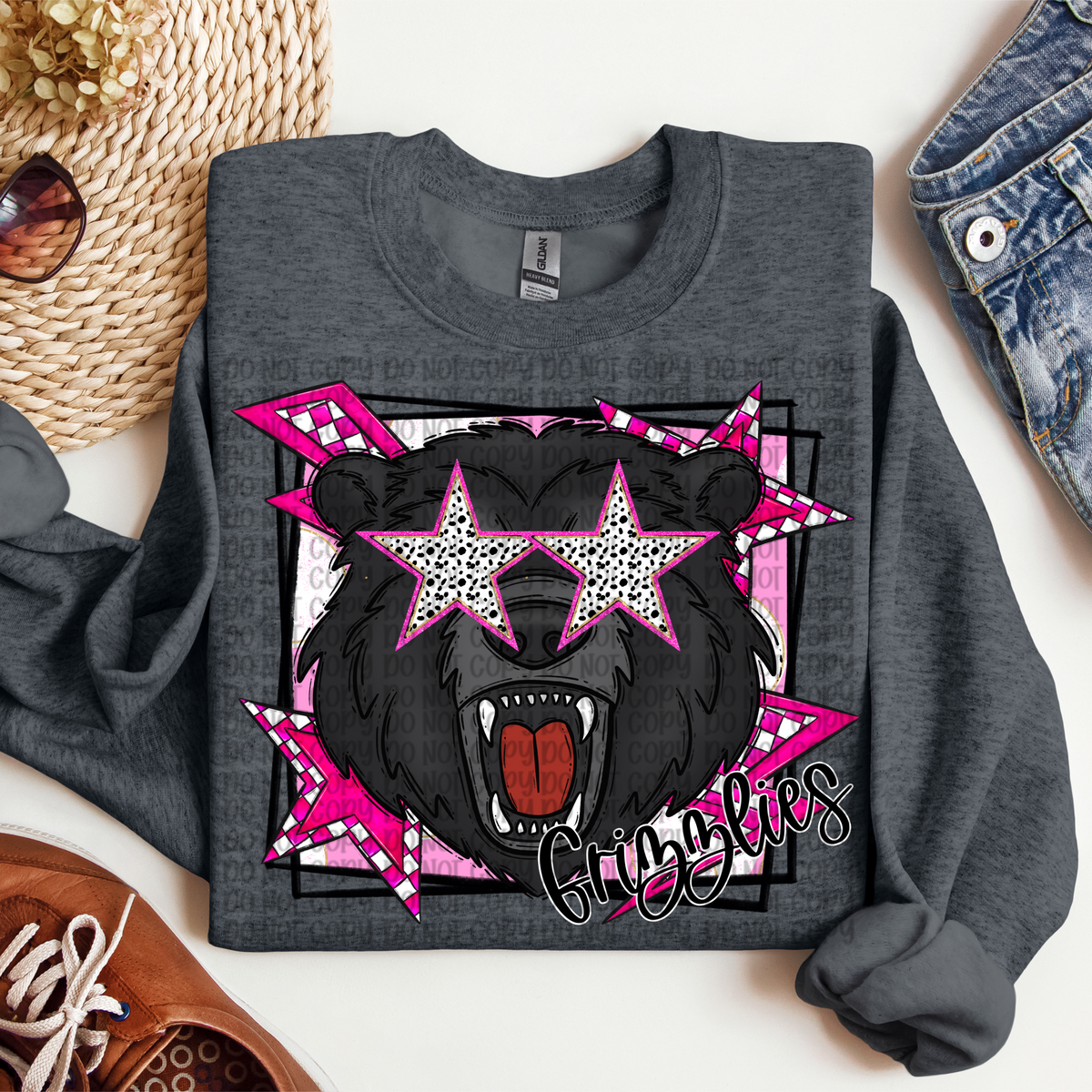 Grizzlies pink background (VP) 102856 DTF transfer