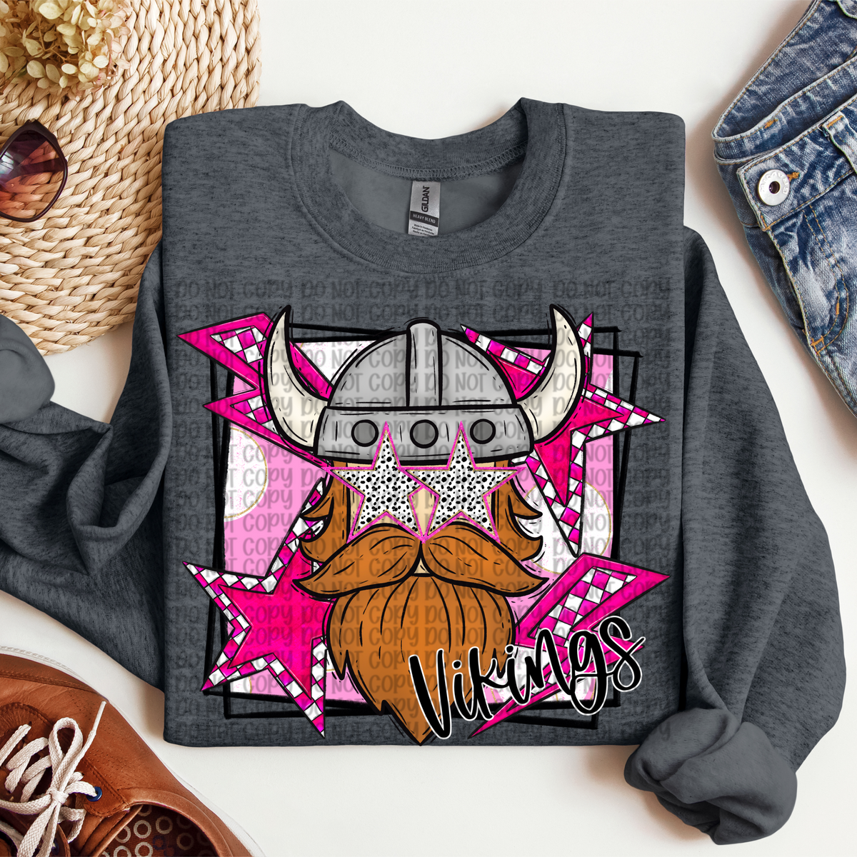 Vikings pink background (VP) 102854 DTF transfer