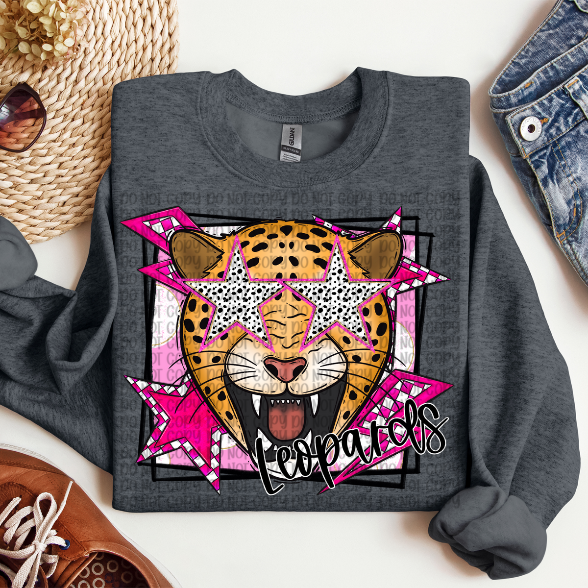Leopards pink background (VP) 102852 DTF transfer