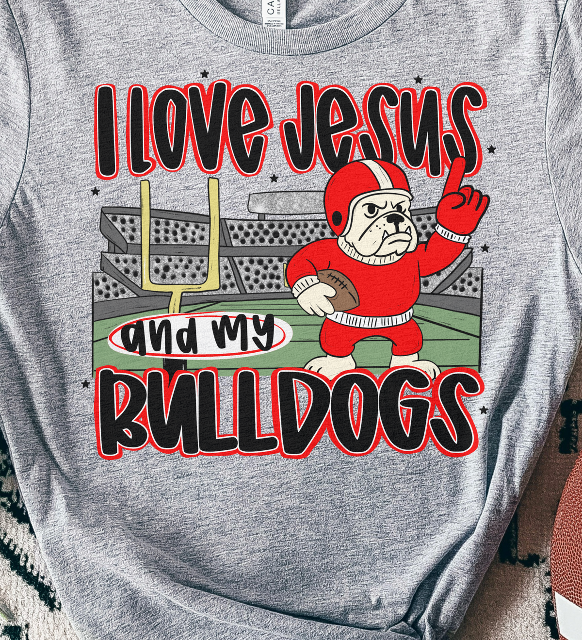 I love Jesus and my bulldogs red 107137 DTF transfer