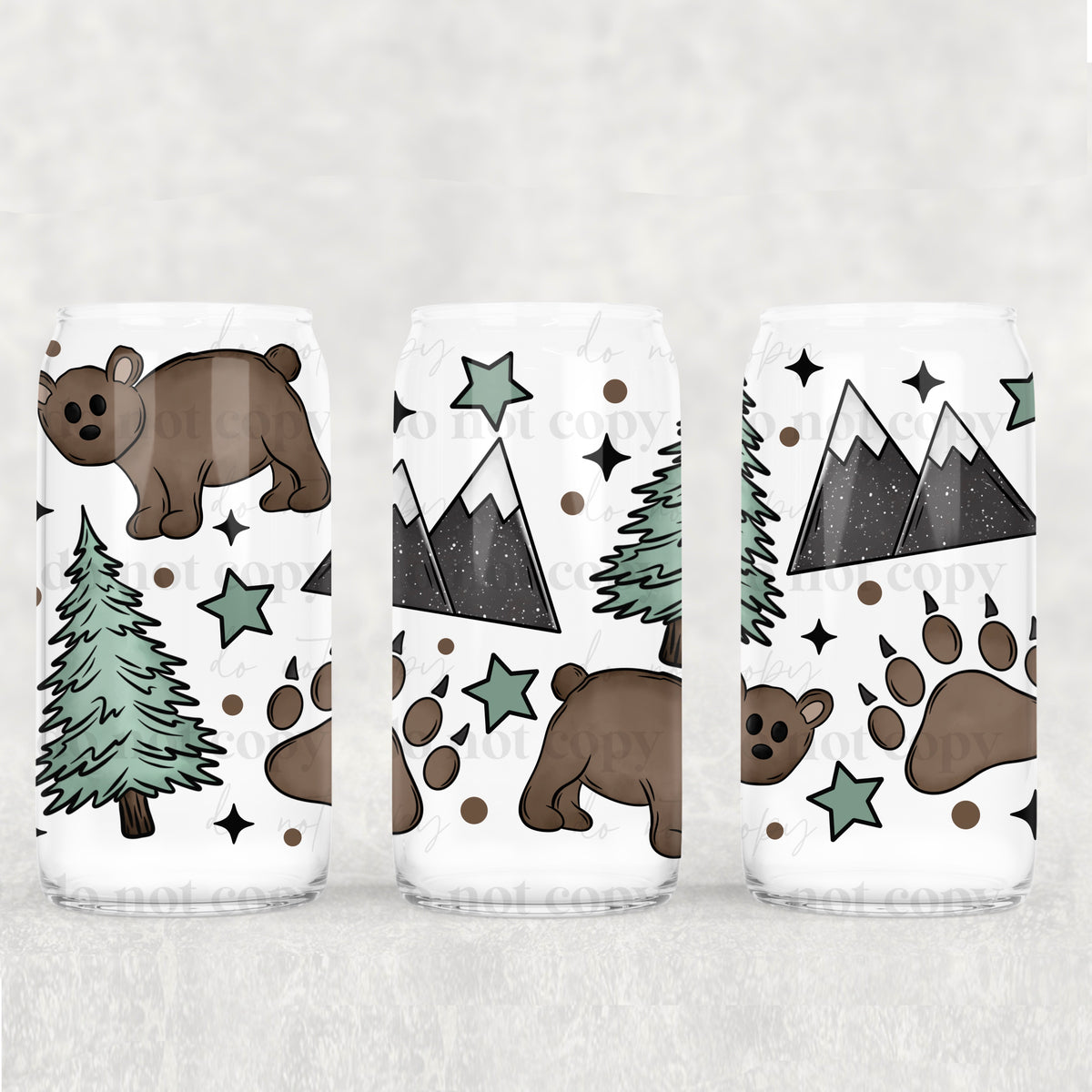 3644 bear tree collage (CSC) UV DTF WRAP
