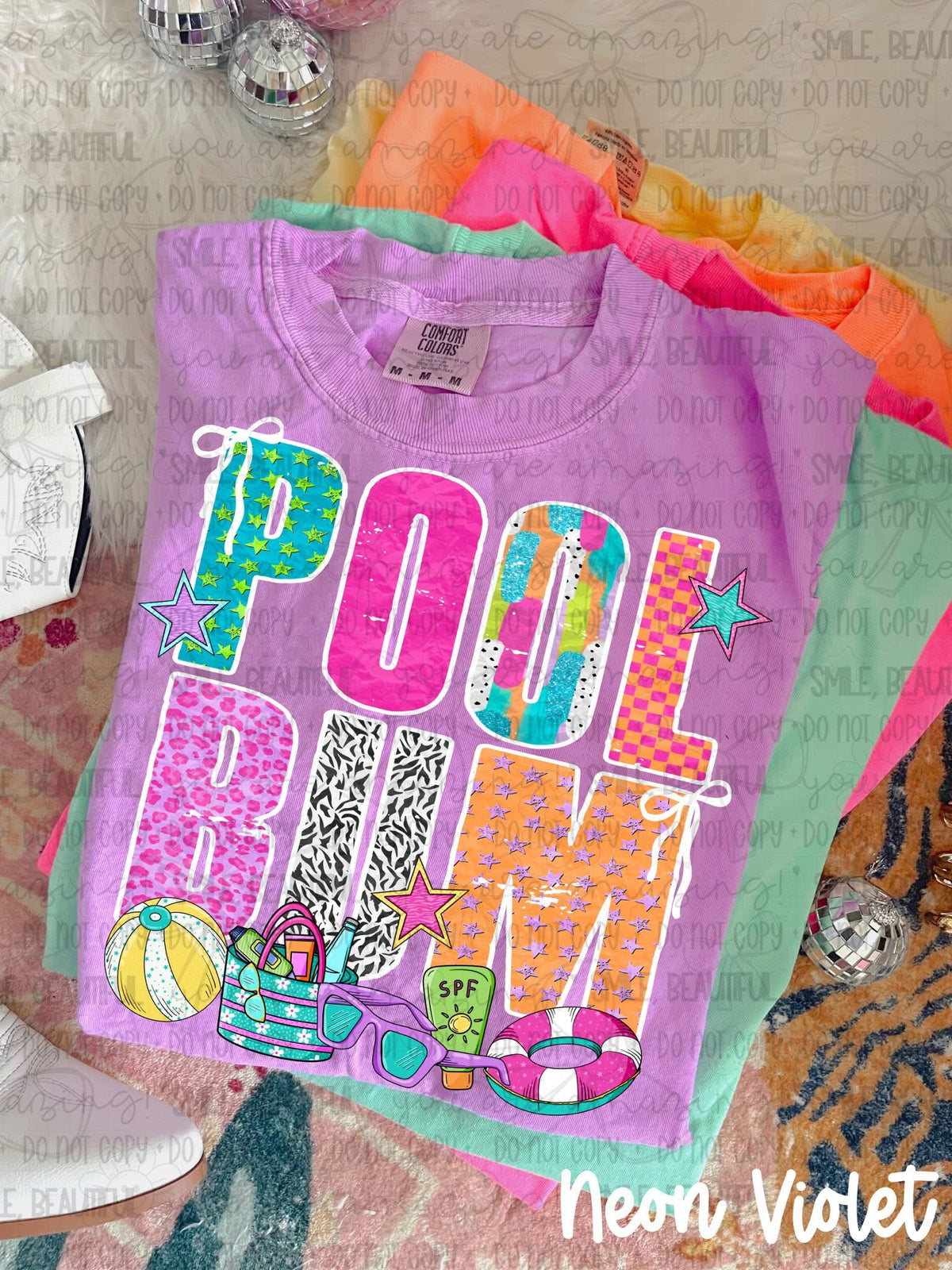 Pool Bum (colorful w pool items) (Carter) DTF Transfer