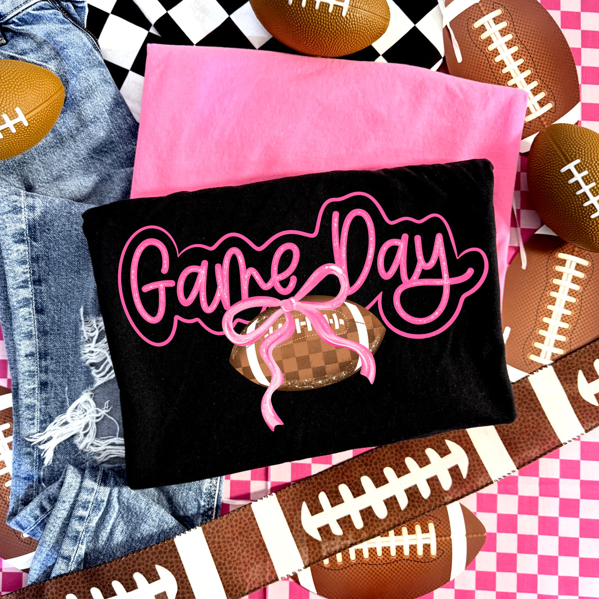 Game day football pink outline (CSC) DTF Transfer