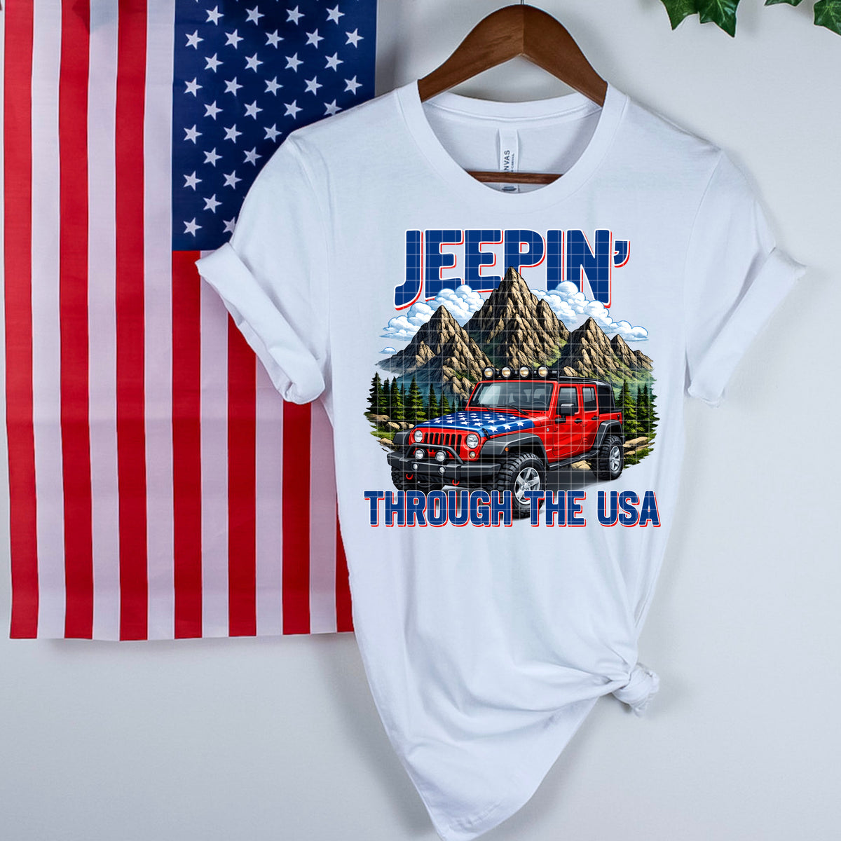 Through the USA (DD) DTF transfer