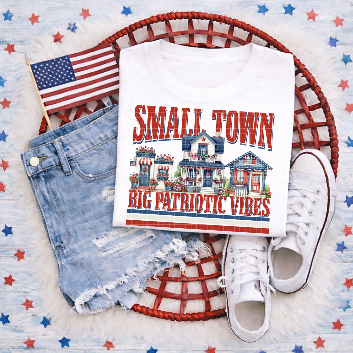 Small town big patriotic vibes (DD) DTF transfer