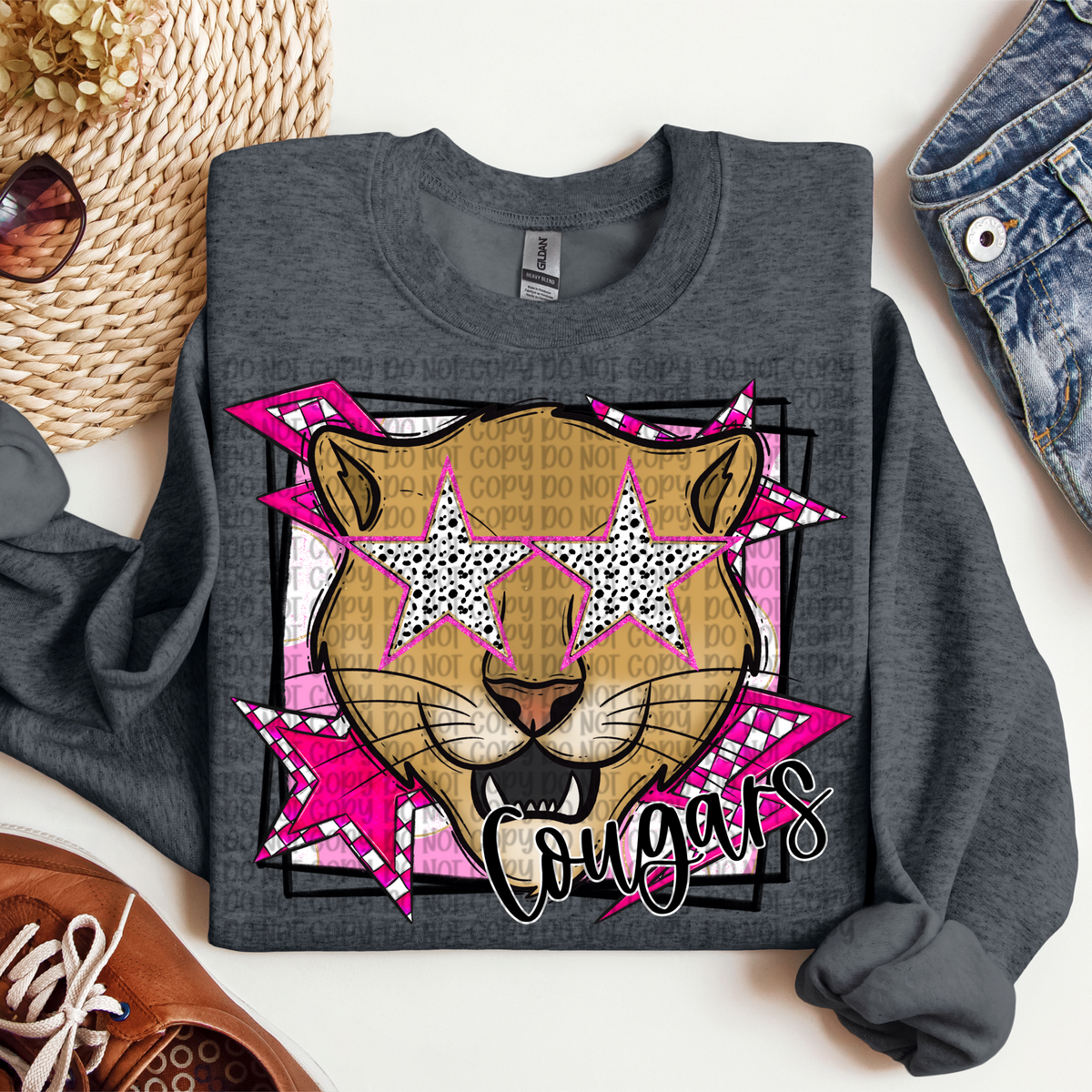 Cougars pink background (VP) 102849 DTF transfer