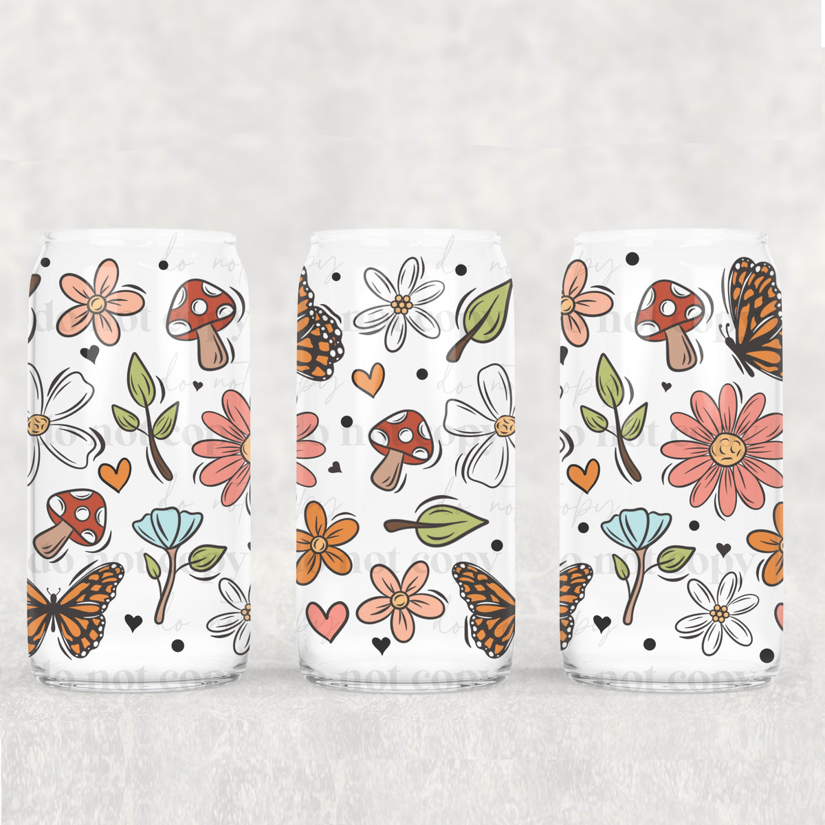 small mushrooms leaves and flowers (CSC) UV DTF WRAP