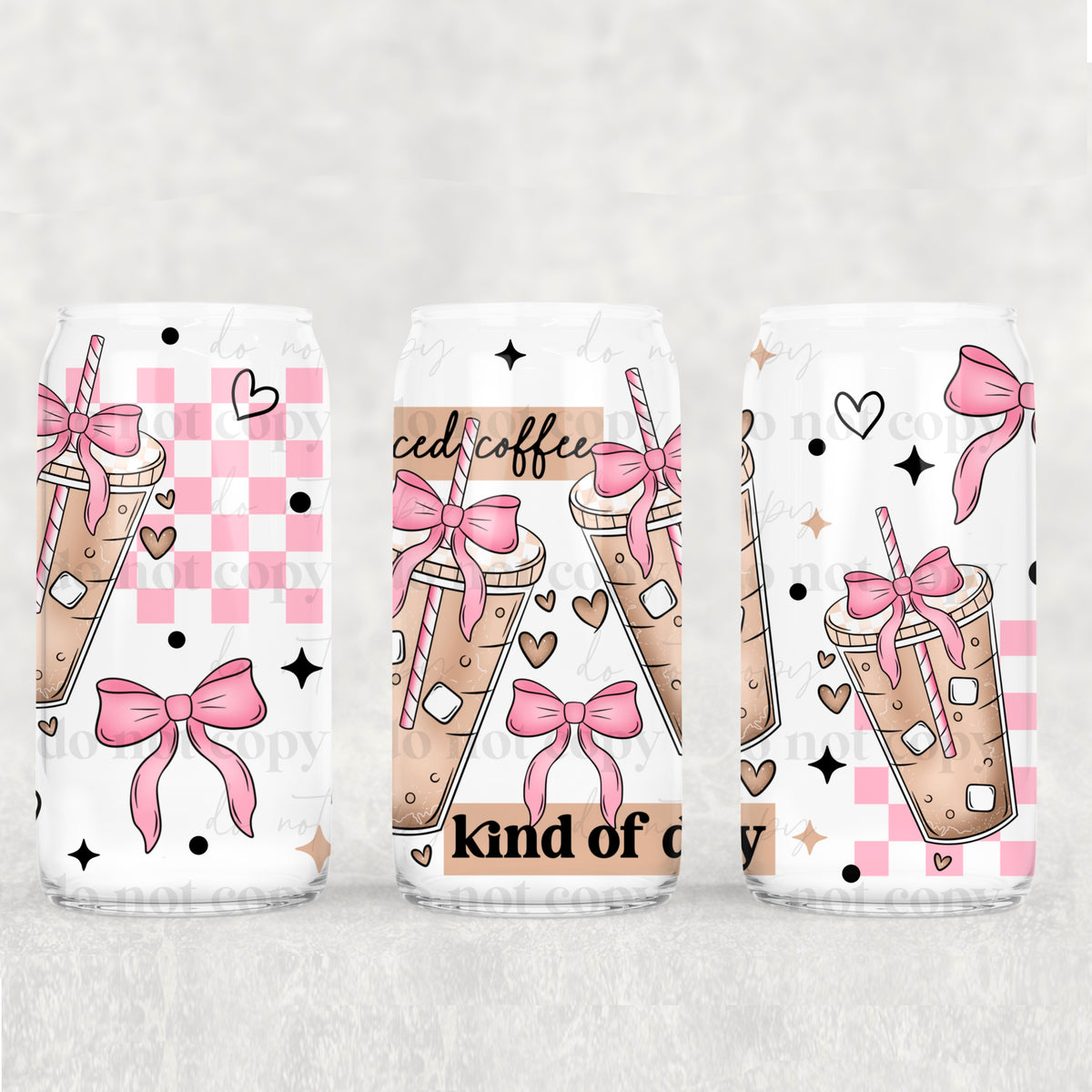 iced coffee kind of pink bows 3802 (CSC) UV DTF WRAP