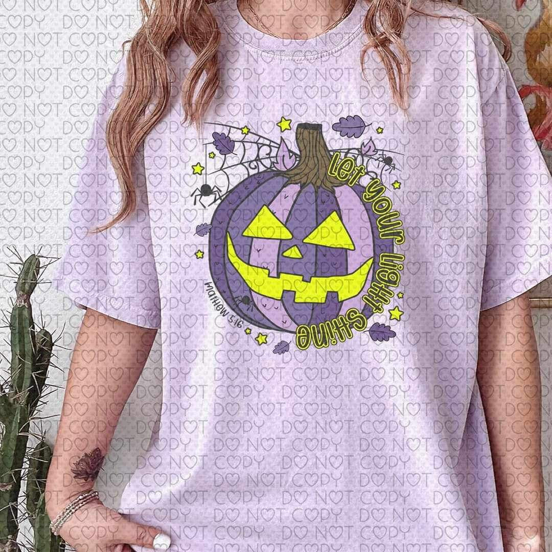 Let your light shine (purple pumpkin) 10123 DTF TRANSFERS