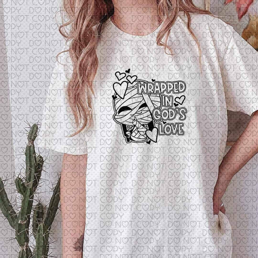 Wrapped in God's love BLACK (mummy) 10119 DTF TRANSFERS