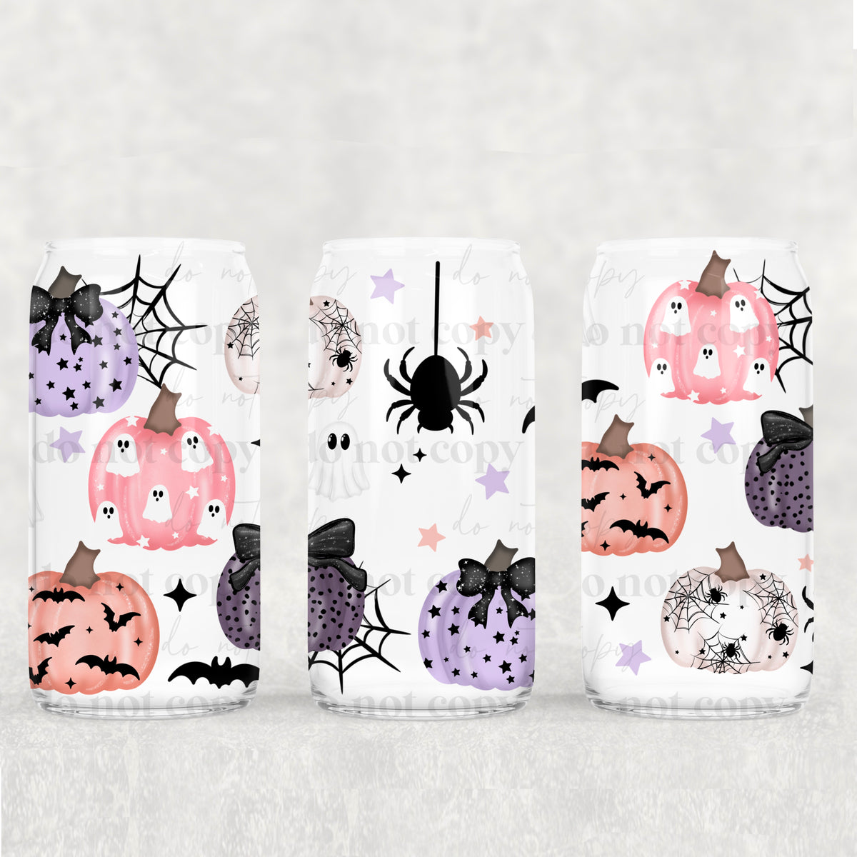 3841 pink purple orange pumpkins with bats spiders and ghosts (CSC) UV DTF WRAP
