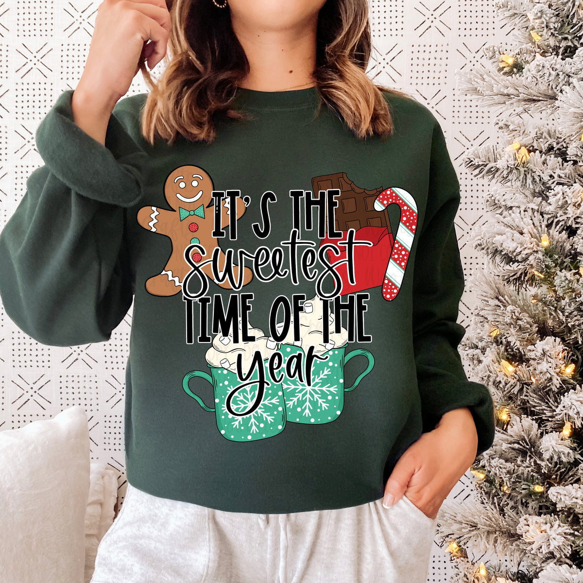 Tis the sweetest time of year (gingerbread, chocolate, candy cane, and hot cocoa) 11513 DTF TRANSFER