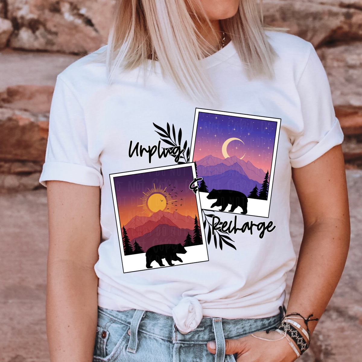 Pictures of sunrise and sunset with bears 11514 DTF TRANSFER