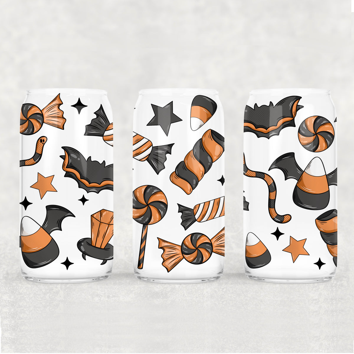 3864 orange and black halloween candy (CSC) UV DTF WRAP