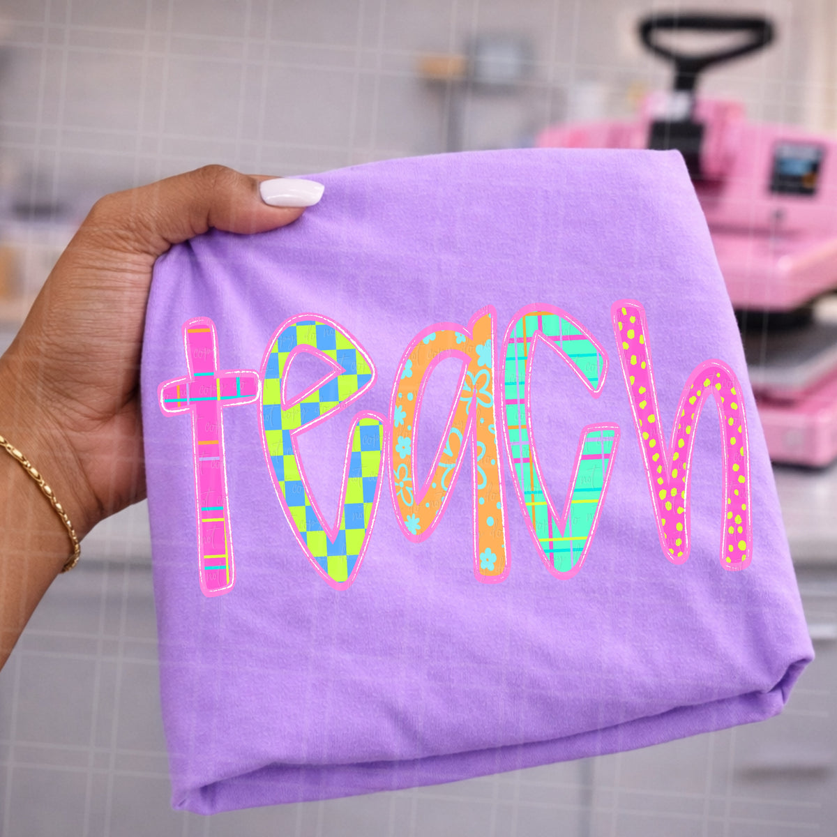 Teach hot pink outline (Virgo) DTF Transfer
