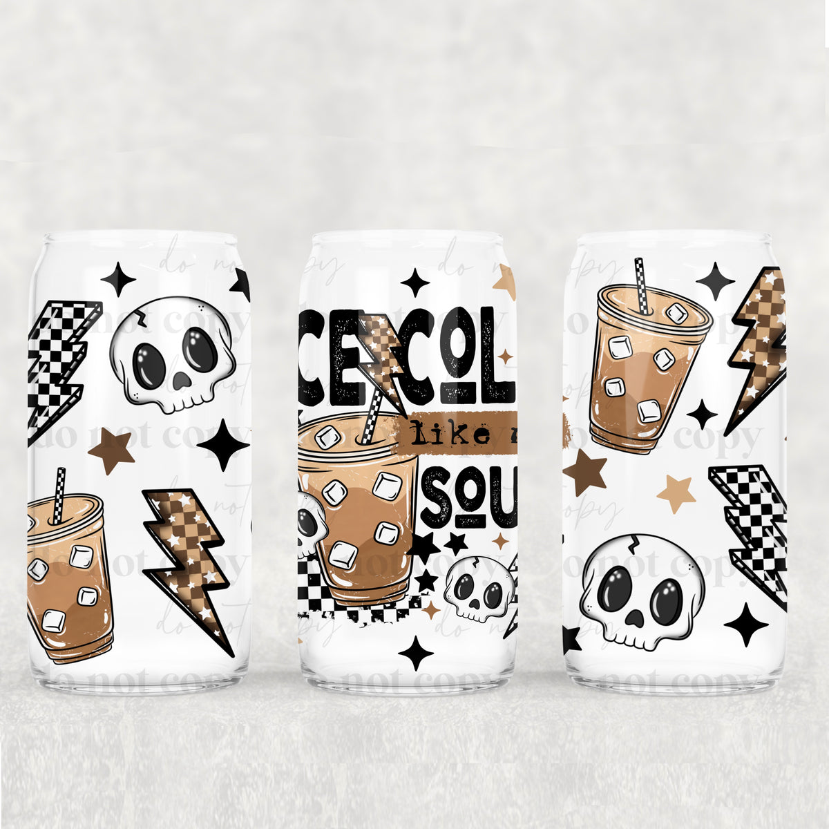 ice cold like my soul, iced coffee (CSC) UV DTF WRAP