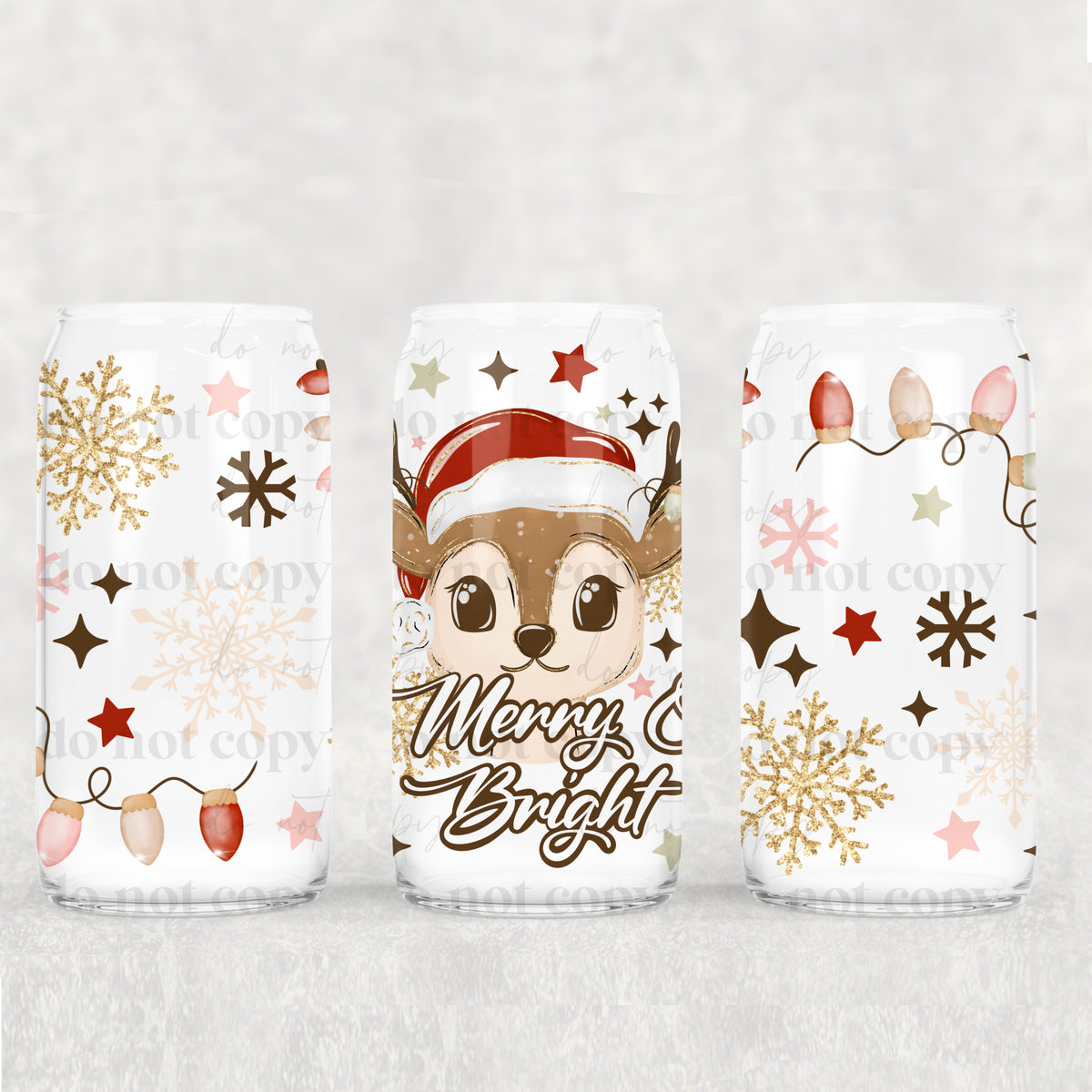 merry and bright deer 3930 (CSC) UV DTF WRAP