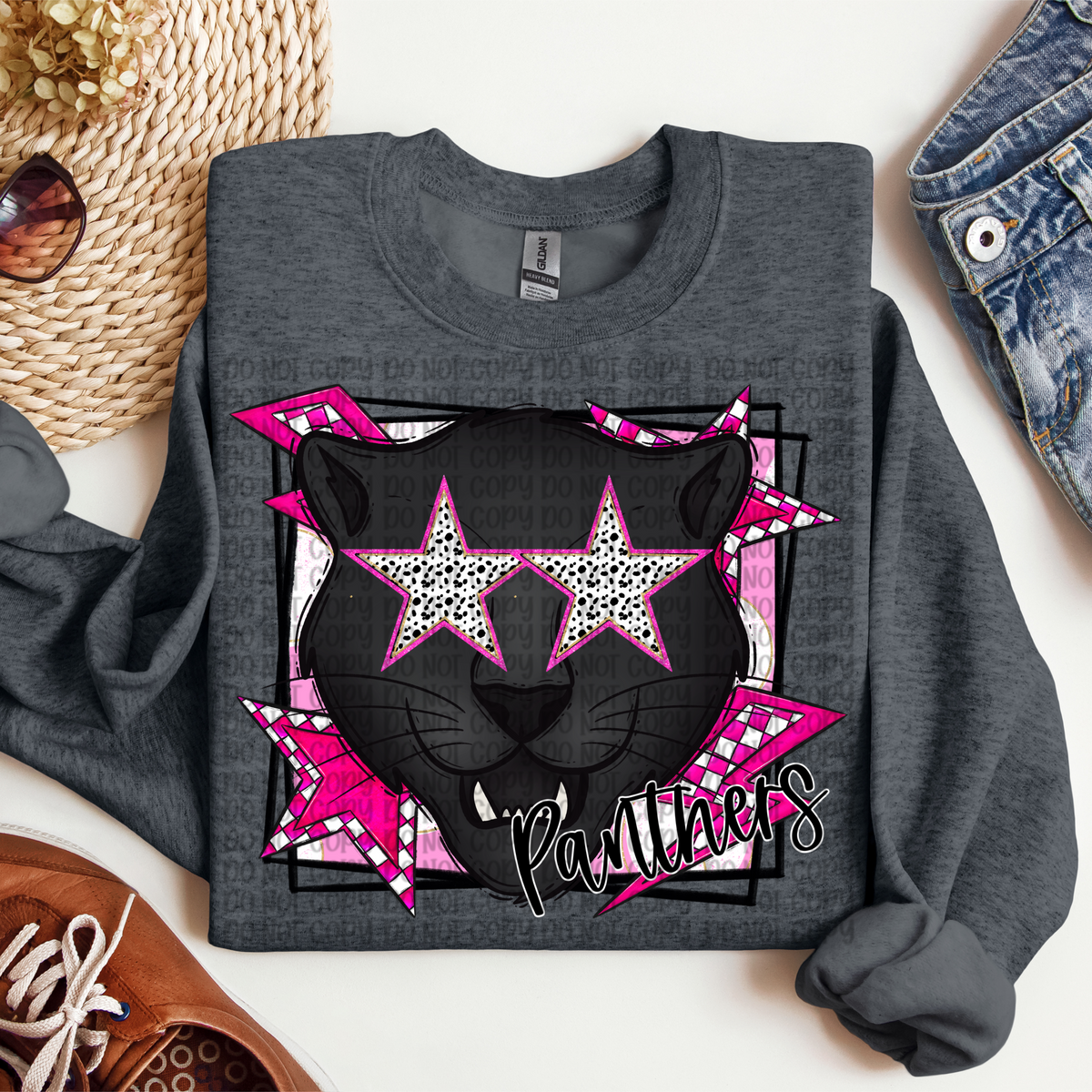 Panthers pink background (VP) 102847 DTF transfer