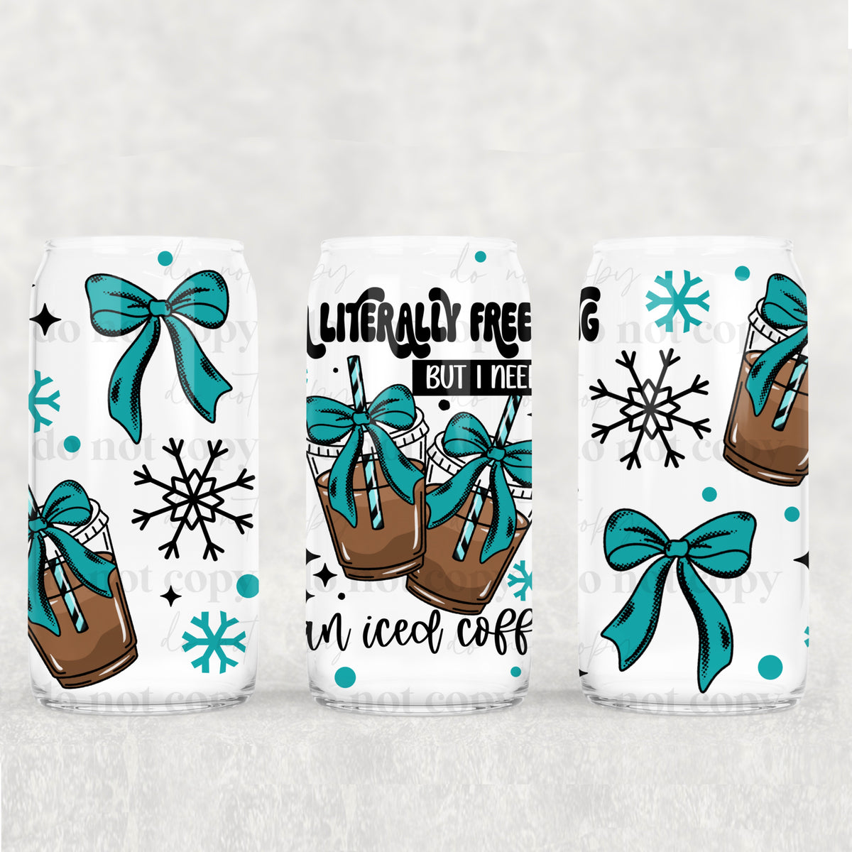 literally free coffee with blue bow 3948 (CSC) UV DTF WRAP