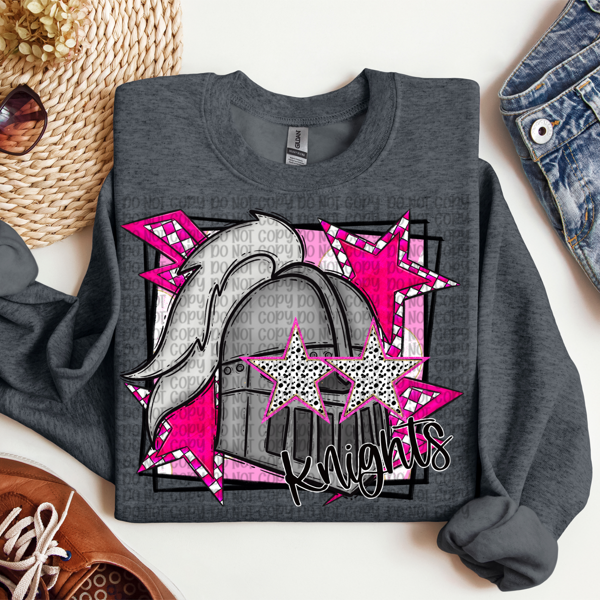 Knights pink background (VP) 102846 DTF transfer