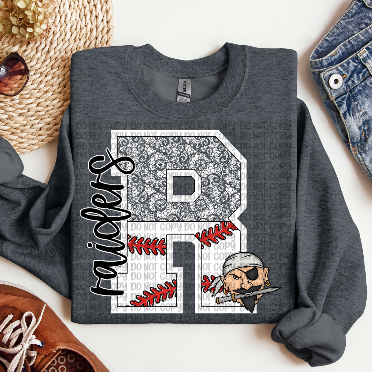 Raiders Baseball and Lace Letter (VP) 102736 DTF transfer