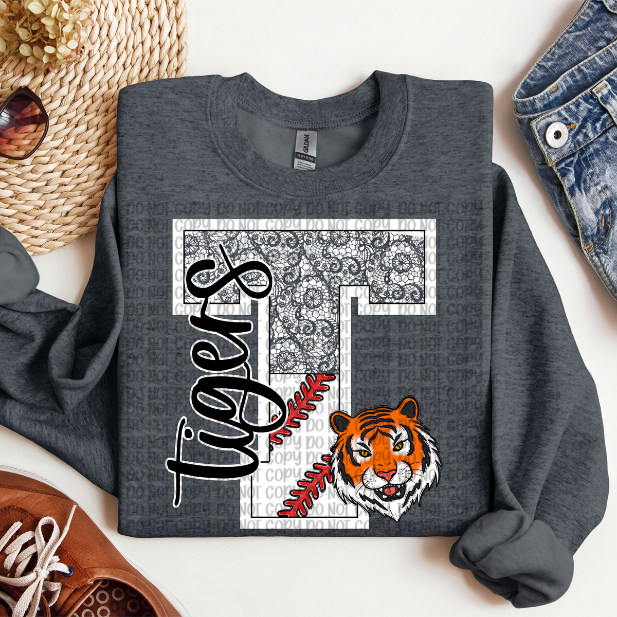 Tigers Baseball and Lace Letter (VP) 102741 DTF transfer